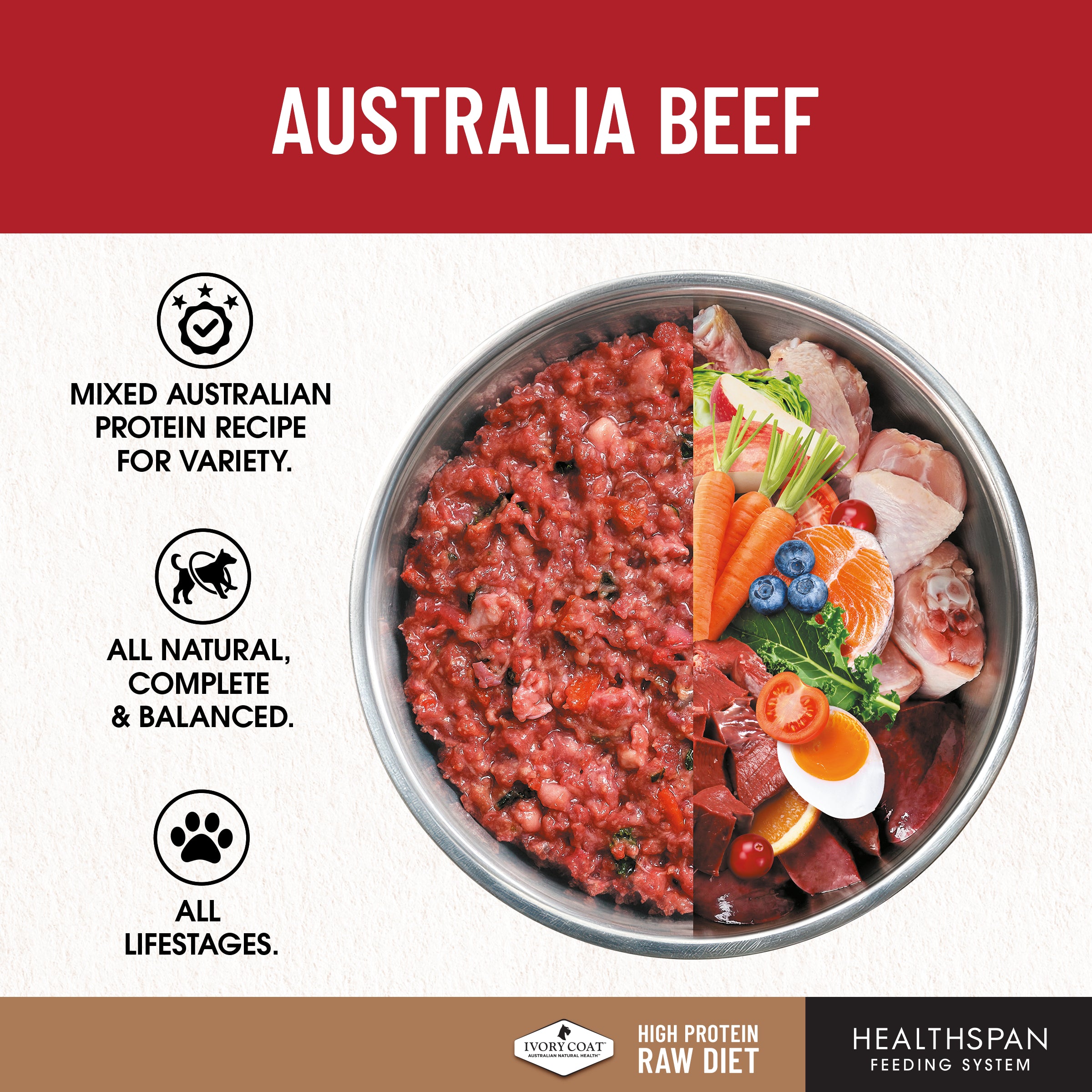 Ivory Coat Grain Free Dog Raw Beef (12 x 227g patties)