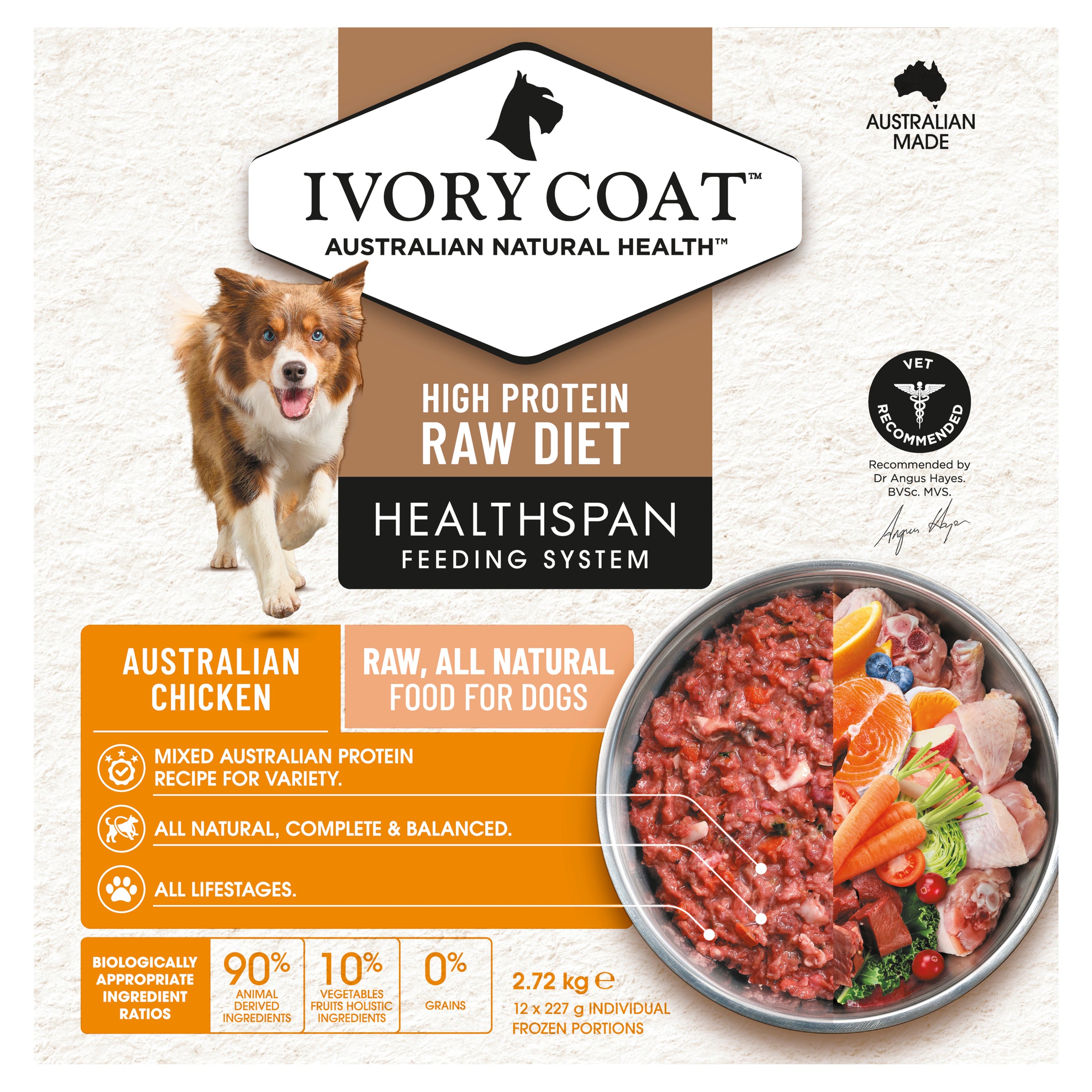 Ivory Coat Grain Free Dog Raw Chicken (12 x 227g patties)