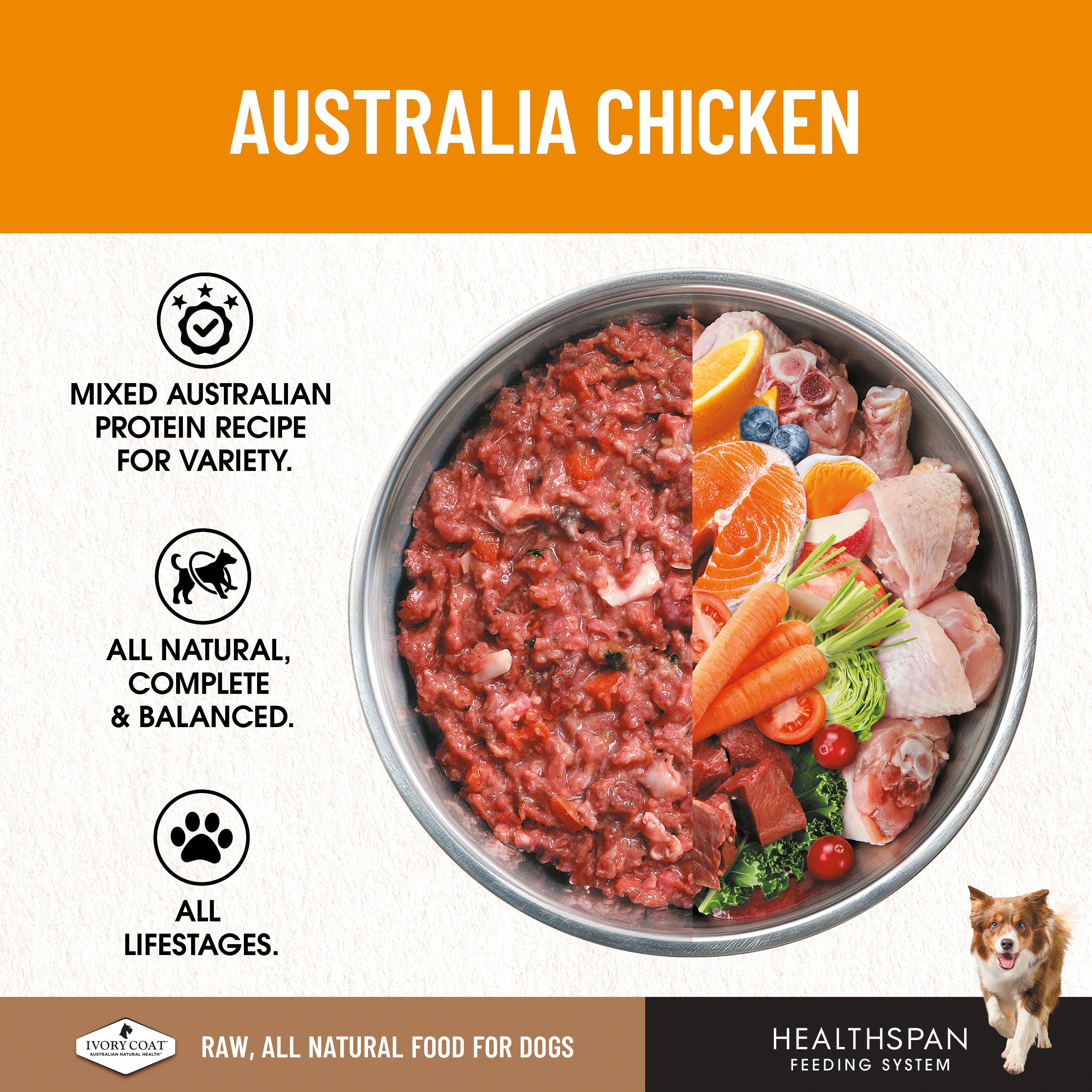 Ivory Coat Grain Free Dog Raw Chicken (12 x 227g patties)