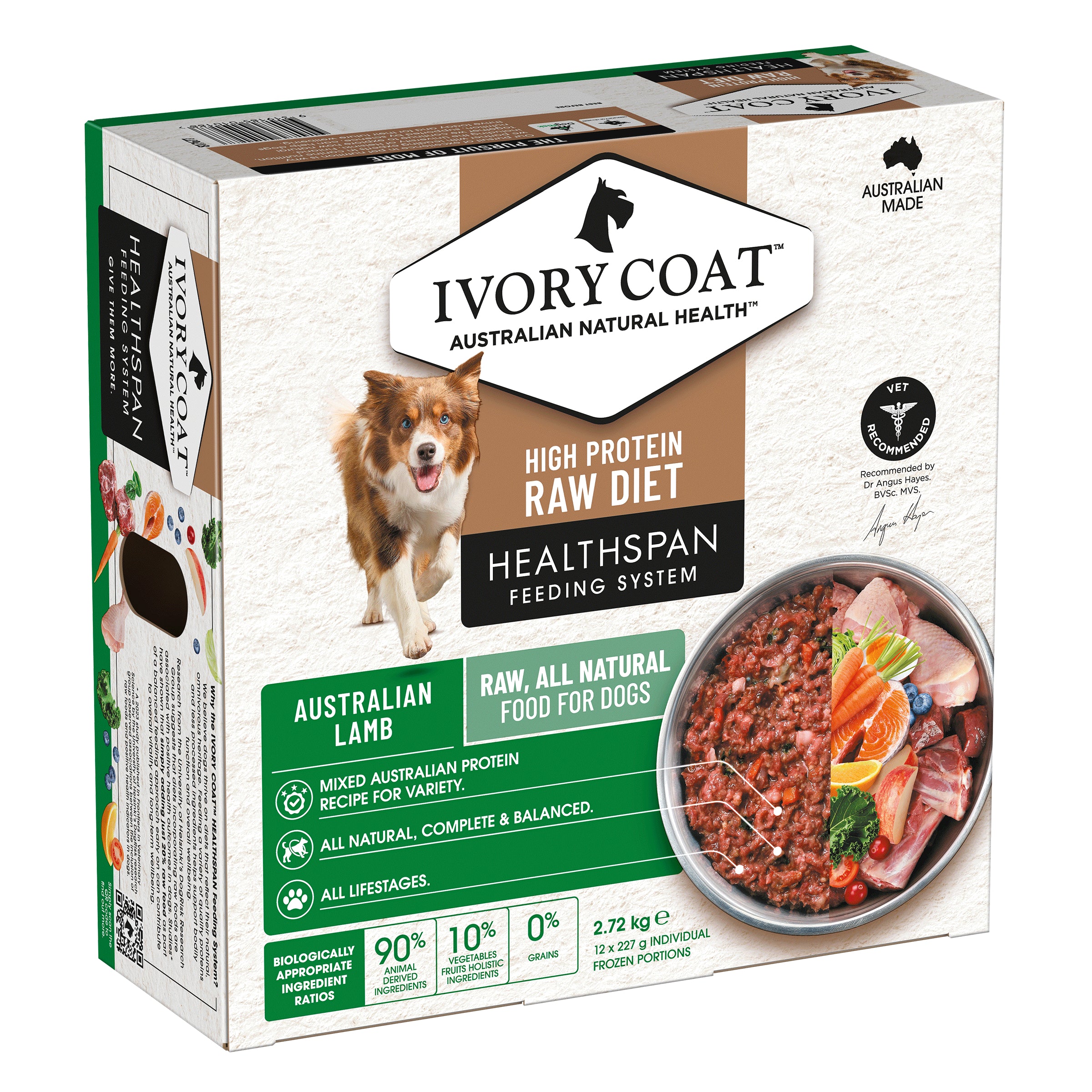 Ivory Coat Grain Free Dog Raw Lamb (12 x 227g patties)