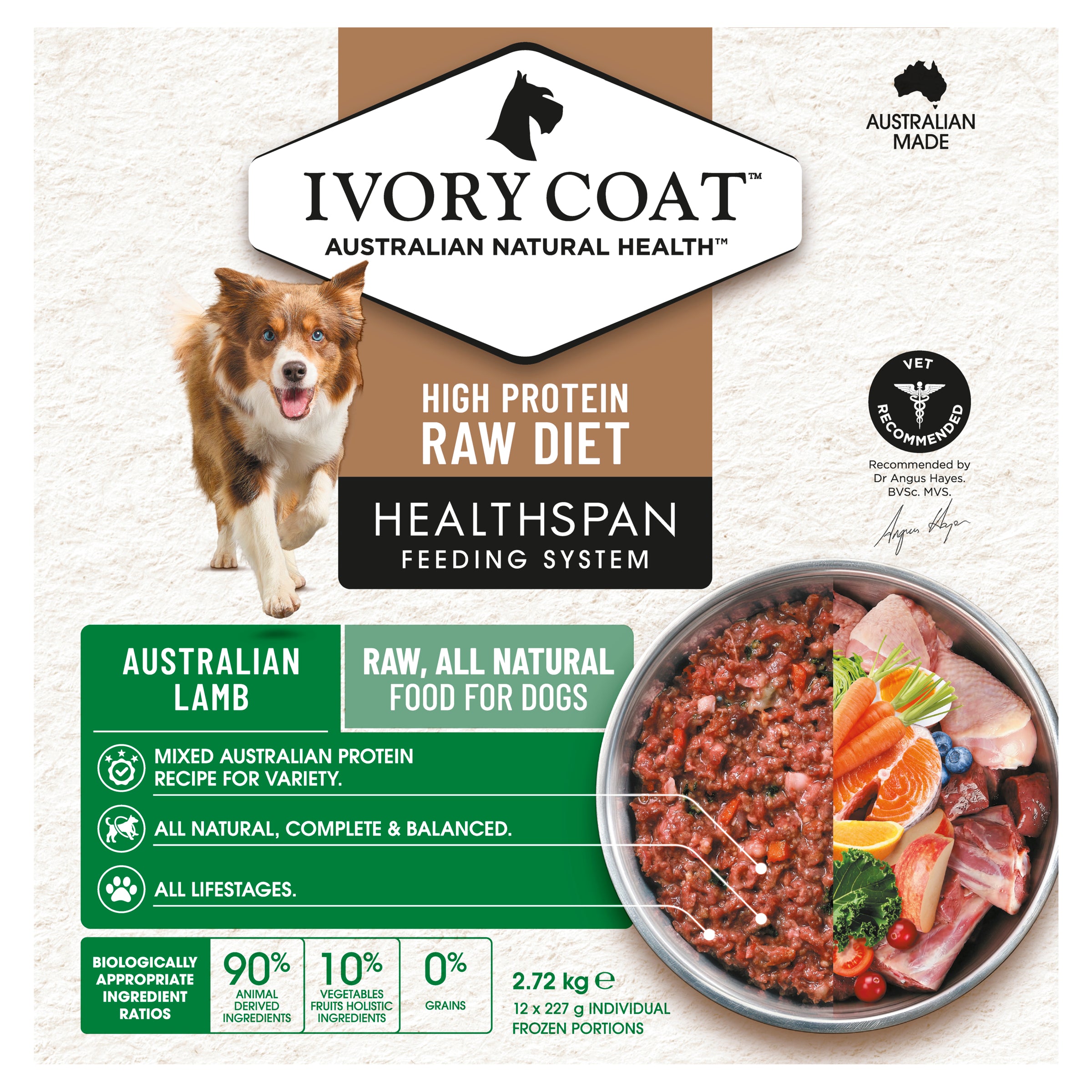 Ivory Coat Grain Free Dog Raw Lamb (12 x 227g patties)