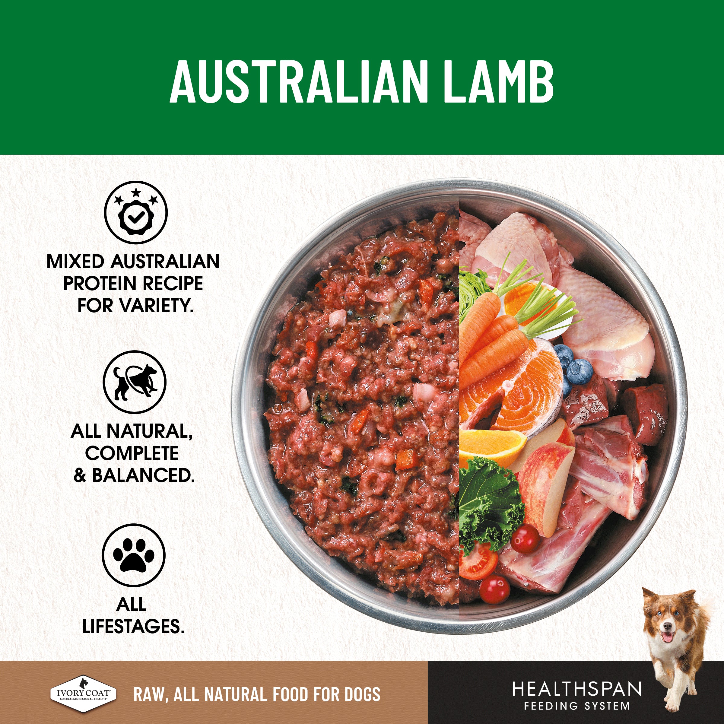Ivory Coat Grain Free Dog Raw Lamb (12 x 227g patties)