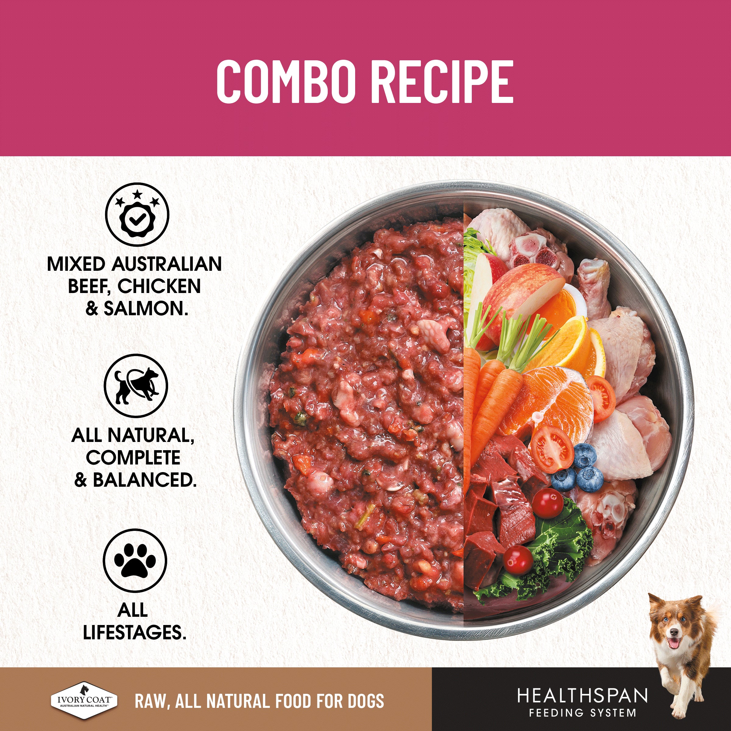 Ivory Coat Grain Free Dog Raw Combo (12 x 227g patties)