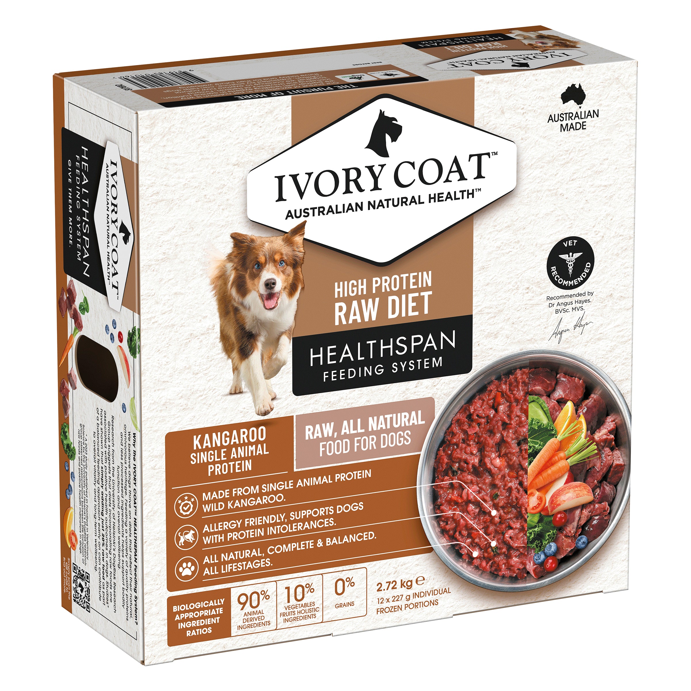 Ivory Coat Grain Free Dog Raw Kangaroo (12 x 227g patties)