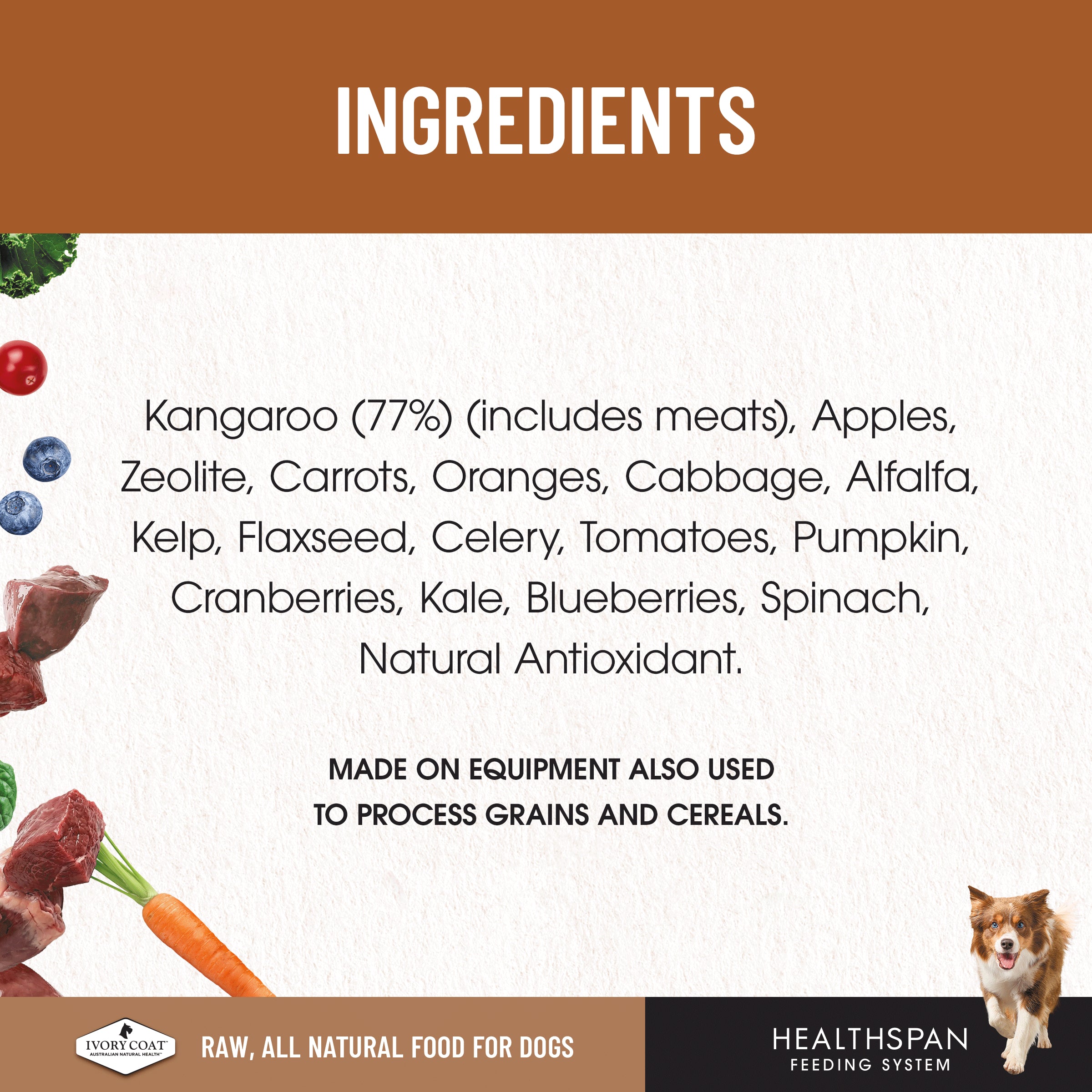 Ivory Coat Grain Free Dog Raw Kangaroo (12 x 227g patties)
