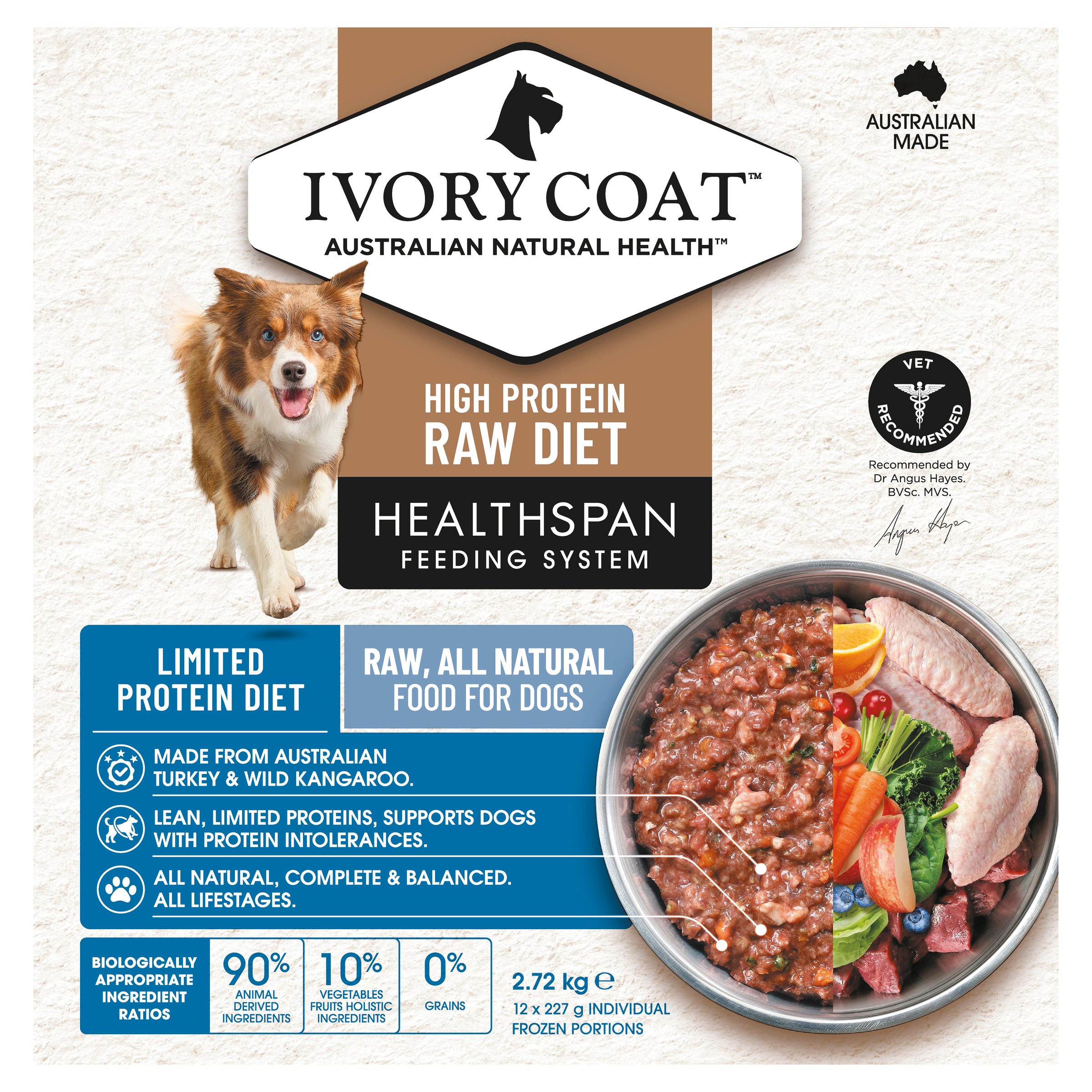 Ivory Coat Grain Free Dog Raw Turkey (12 x 227g patties)