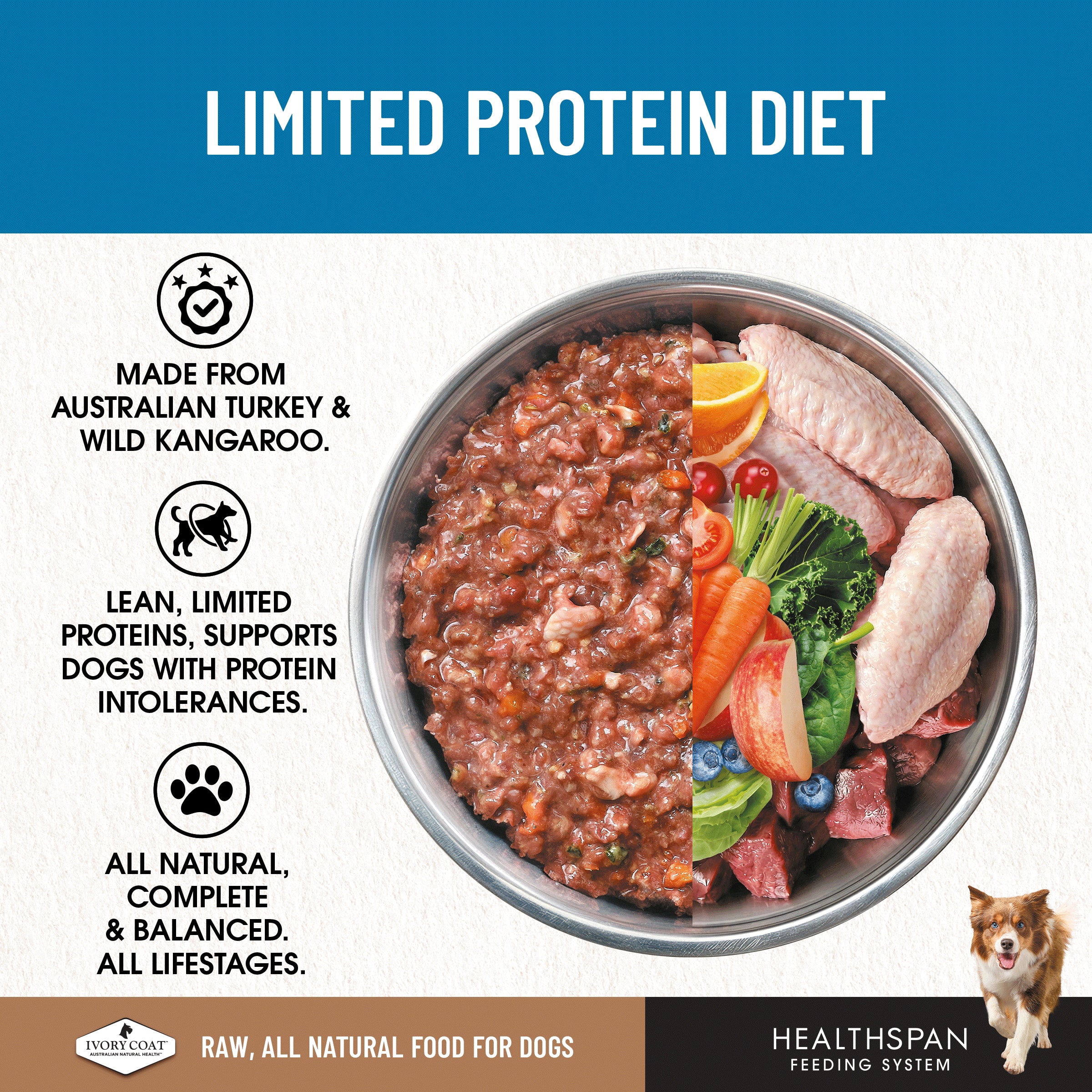 Ivory Coat Grain Free Dog Raw Turkey (12 x 227g patties)