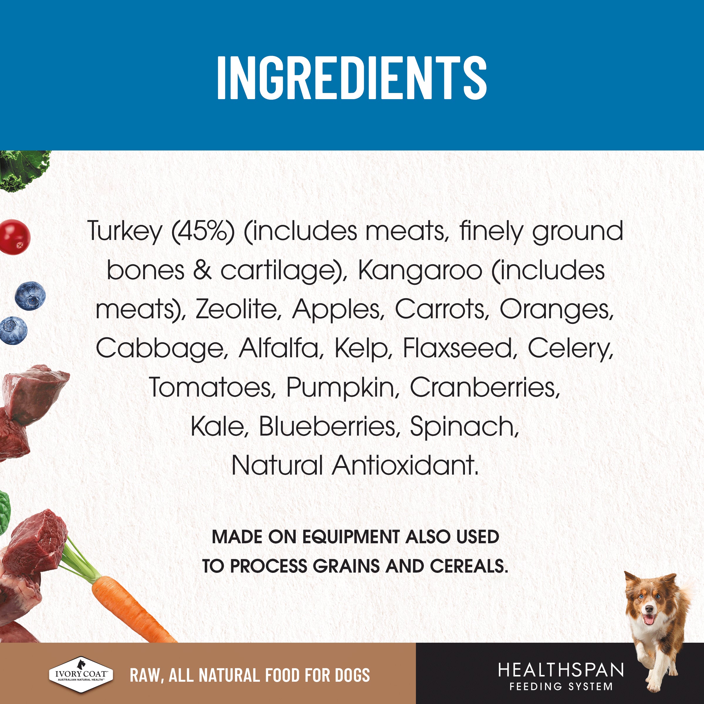 Ivory Coat Grain Free Dog Raw Turkey (12 x 227g patties)
