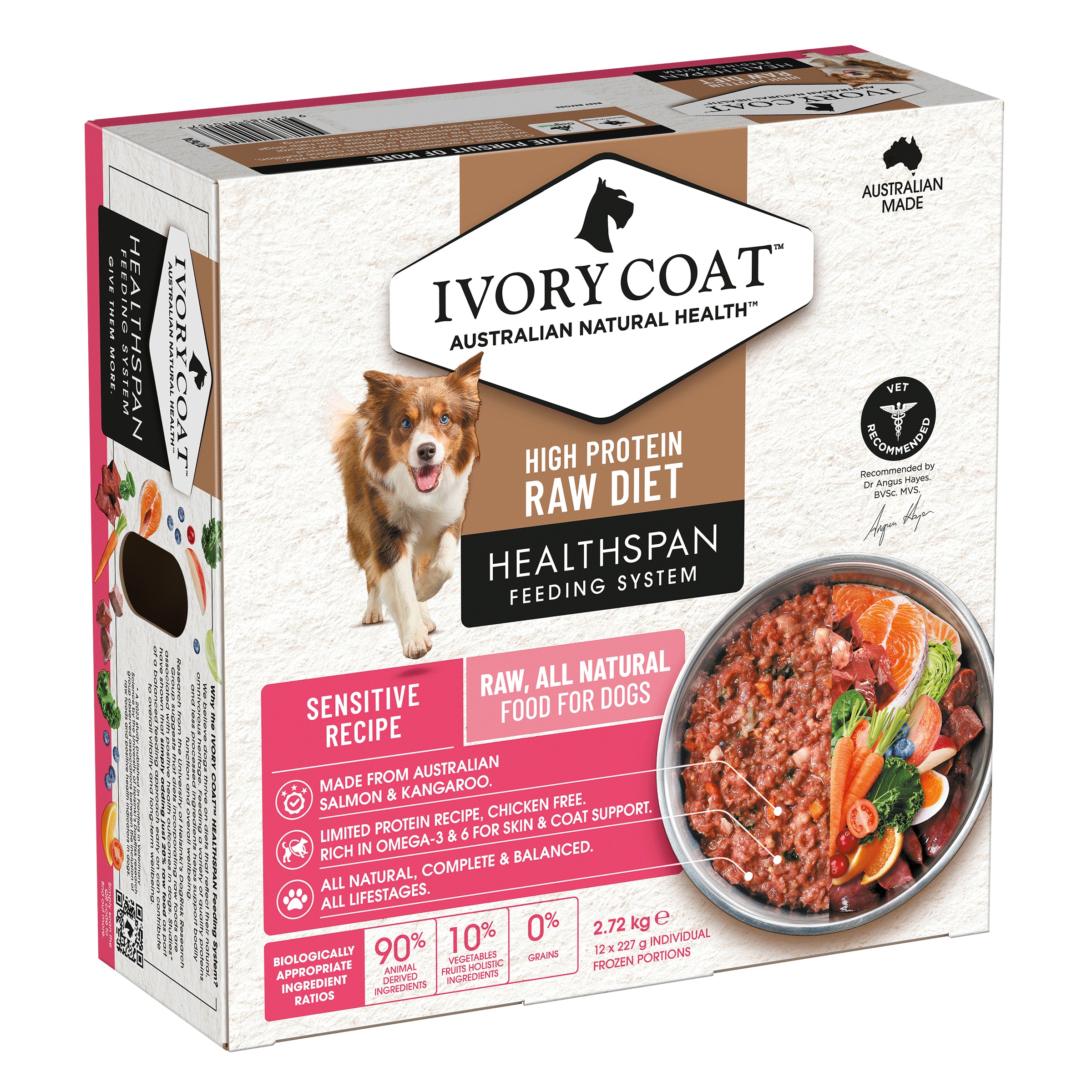 Ivory Coat Grain Free Dog Raw Sensitive Skin (12 x 227g patties)