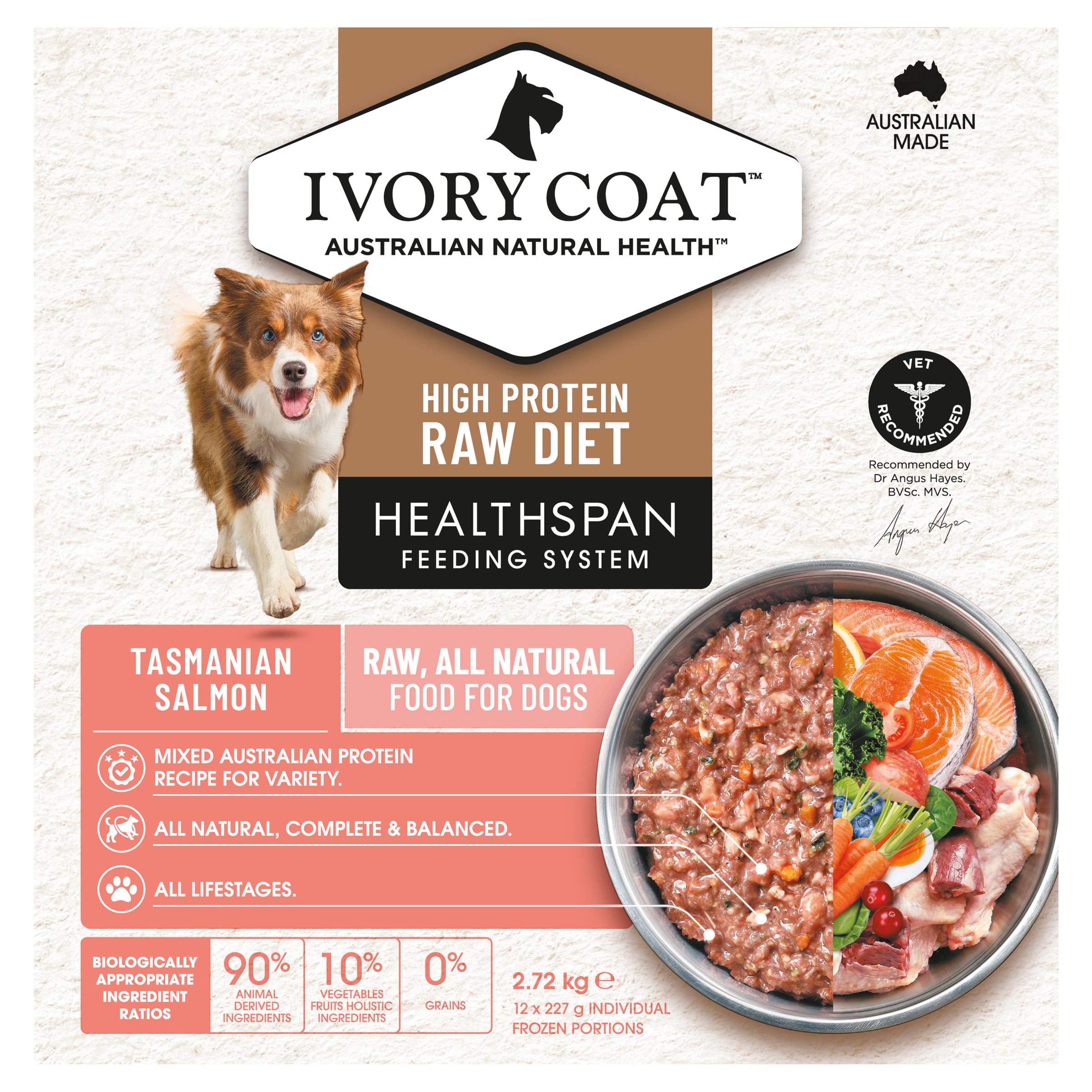 Ivory Coat Grain Free Dog Raw Salmon (12 x 227g patties)