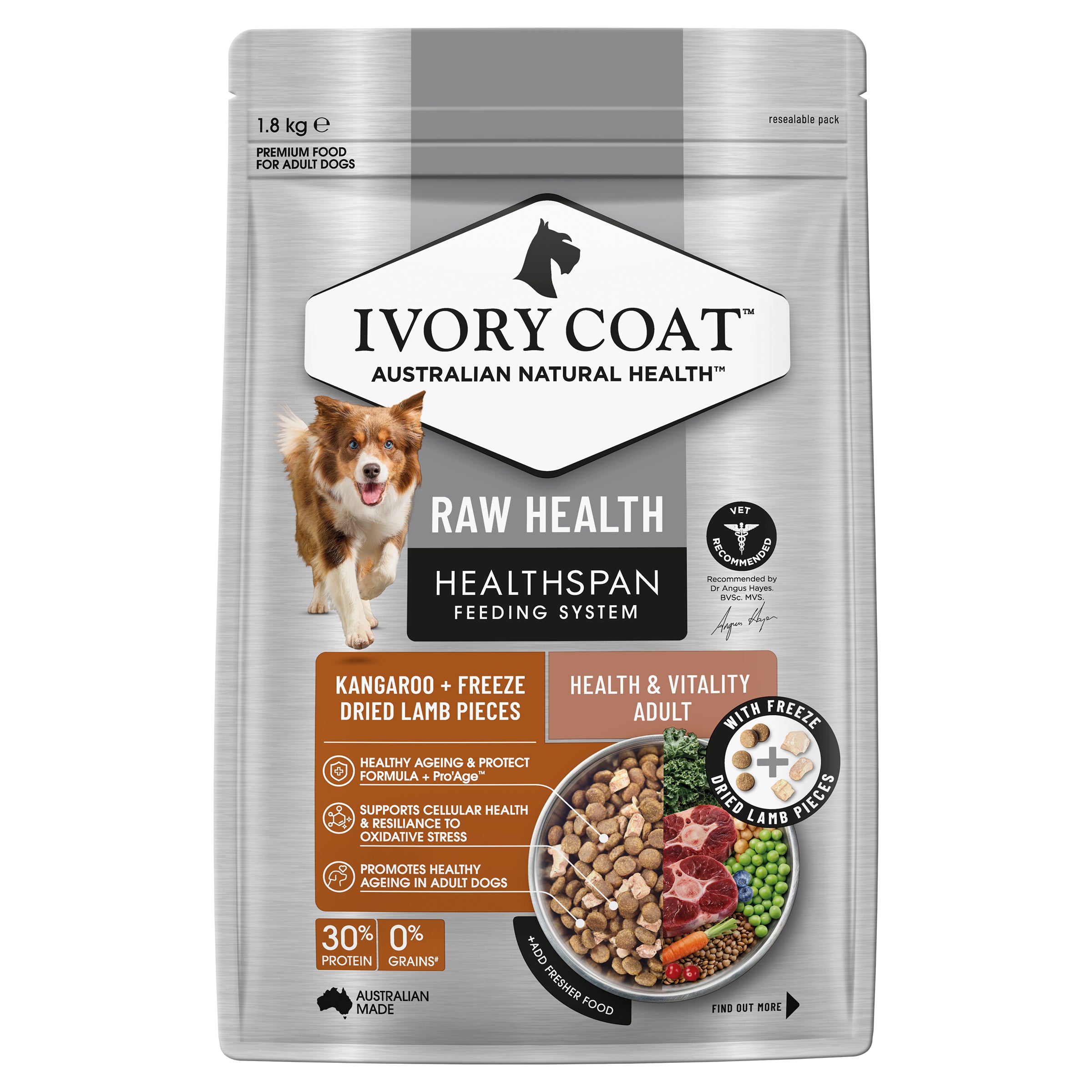 Ivory Coat Raw Health Dog Health and Vitality 1.8kg