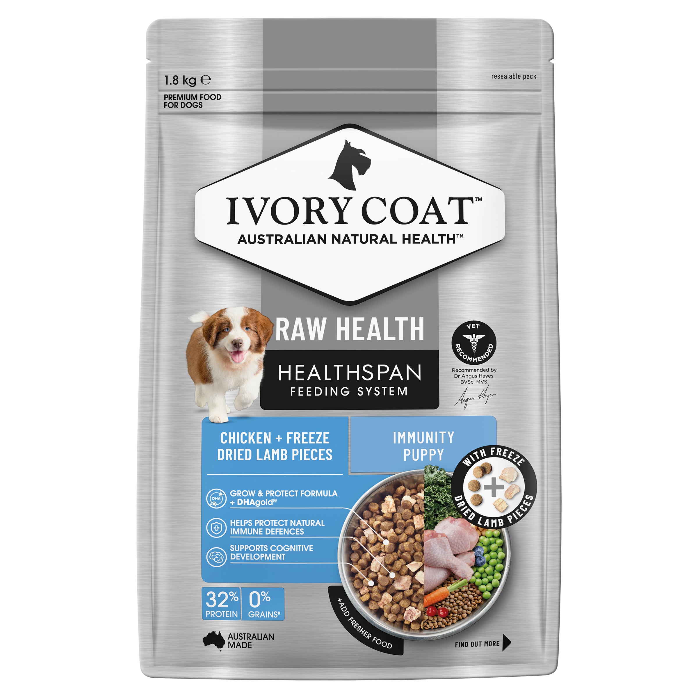 Ivory Coat Raw Health Puppy Immunity 1.8kg
