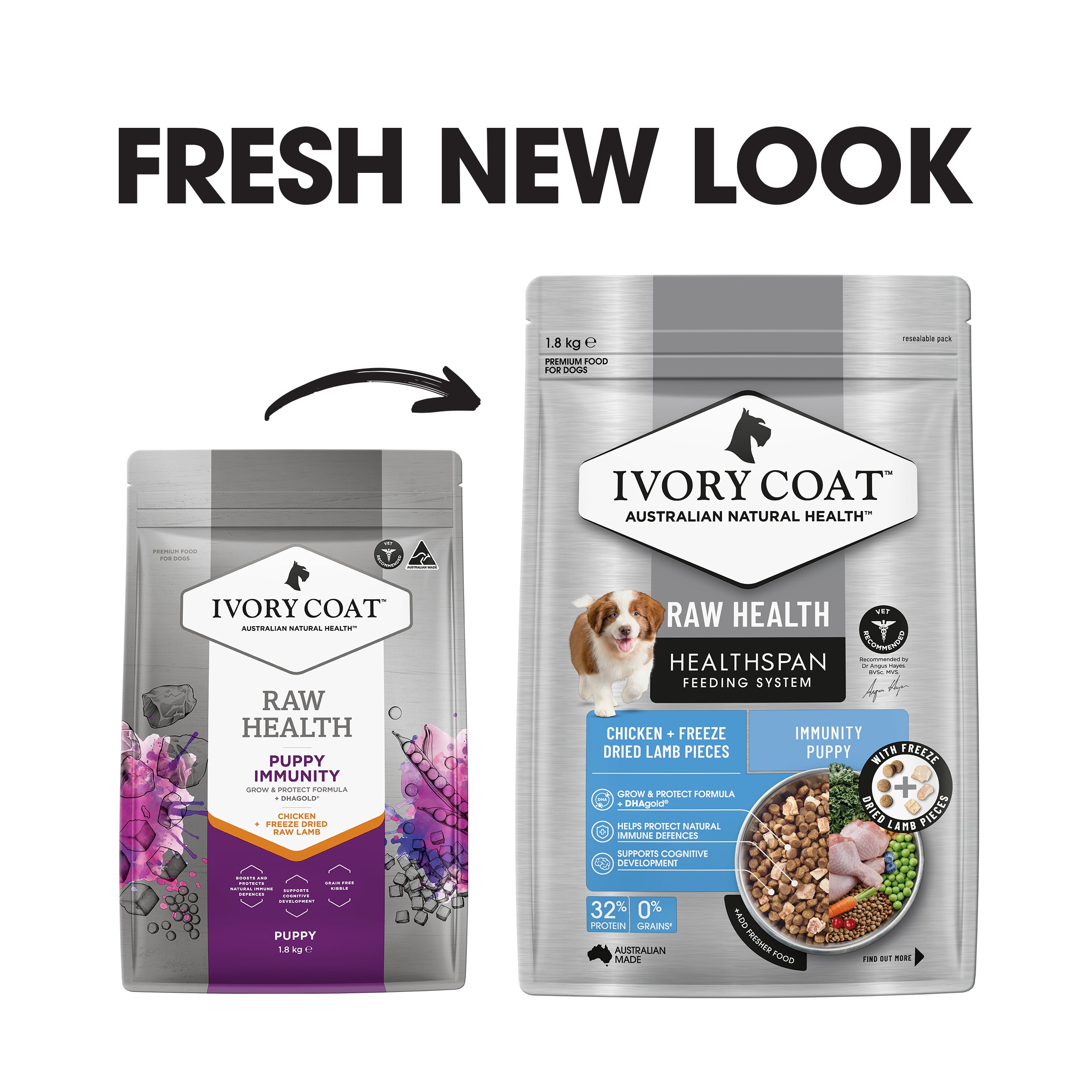 Ivory Coat Raw Health Puppy Immunity 1.8kg