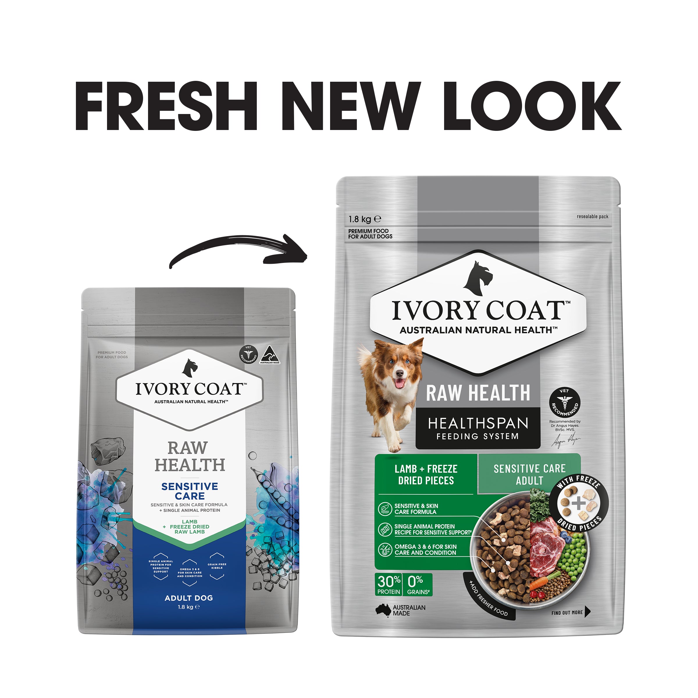 Ivory Coat Raw Health Dog Sensitive Care 1.8kg