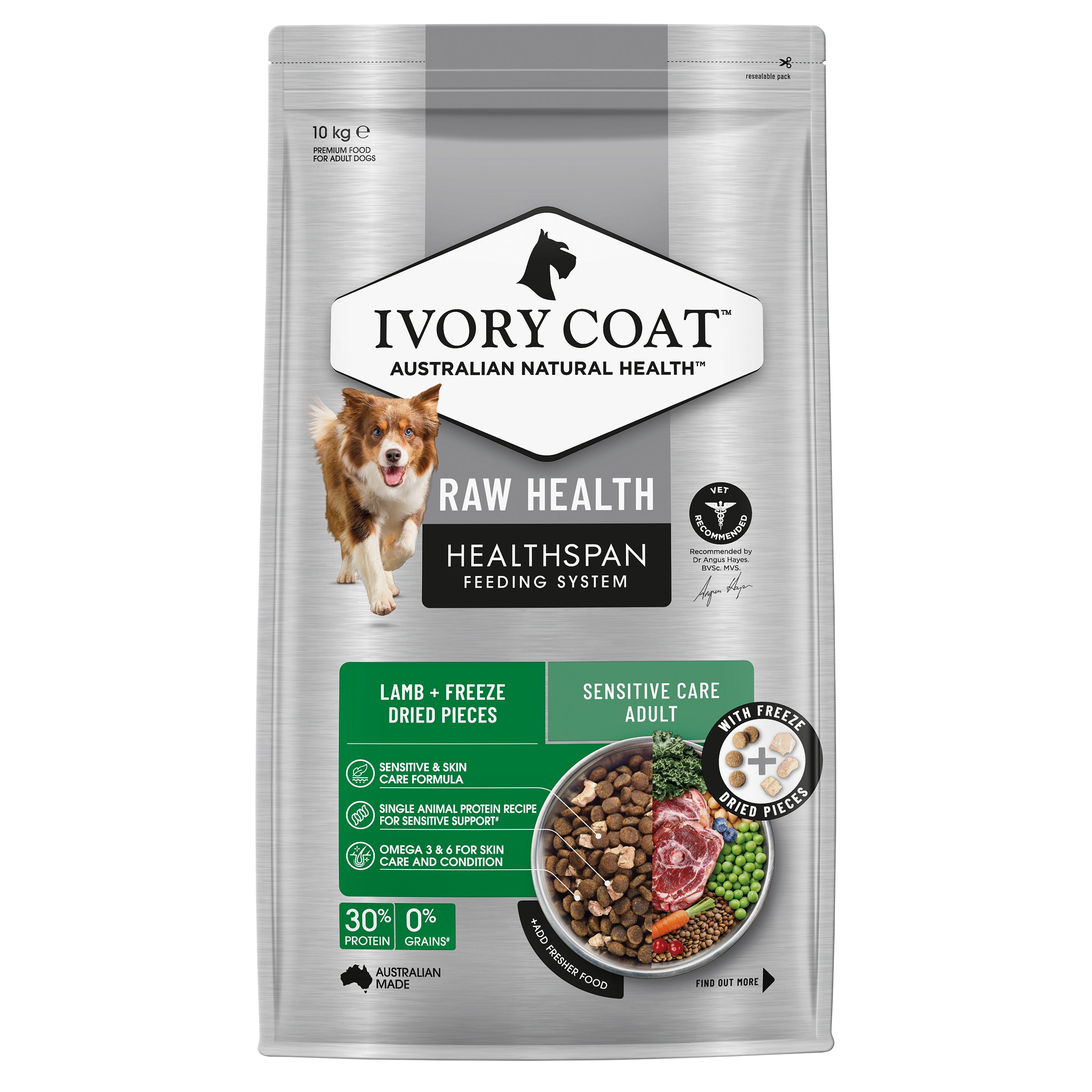 Ivory Coat Raw Health Dog Sensitive Care 10kg