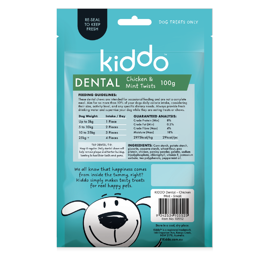 KIDDO Dental Small Chicken & Mint Twists 10pk