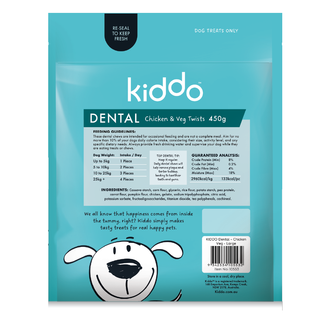 KIDDO Dental Large Chicken & Veg Twists 10pk