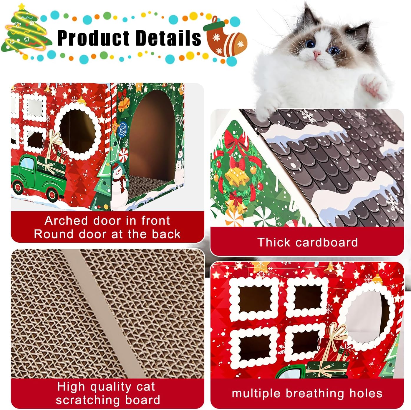 Kazoo Kitty Christmas Present Box Cardboard Scratcher