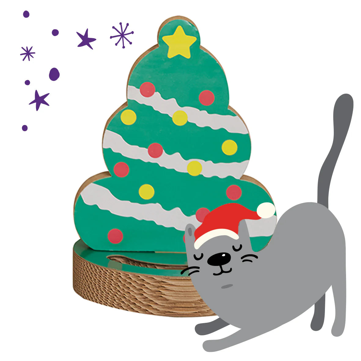 Kazoo Kitty Christmas Tree Cardboard Scratcher And Game