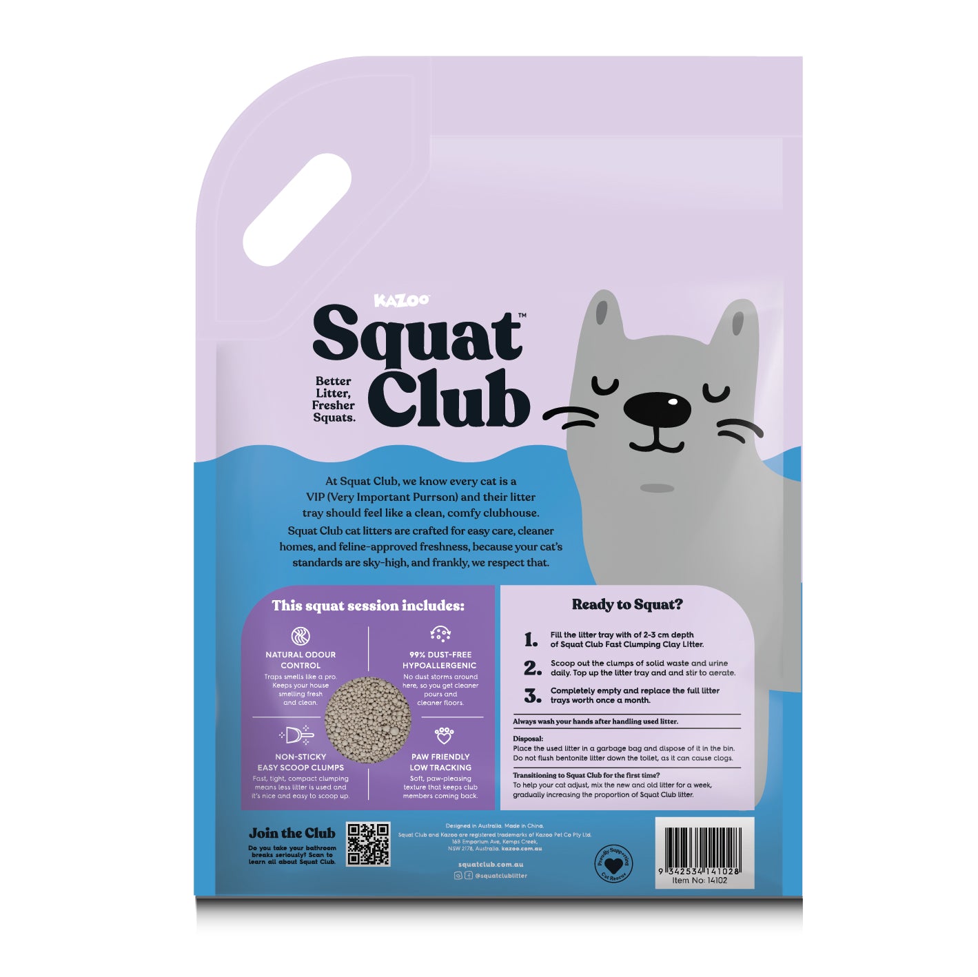Squat Club Fast Clumping Clay Litter Lavender