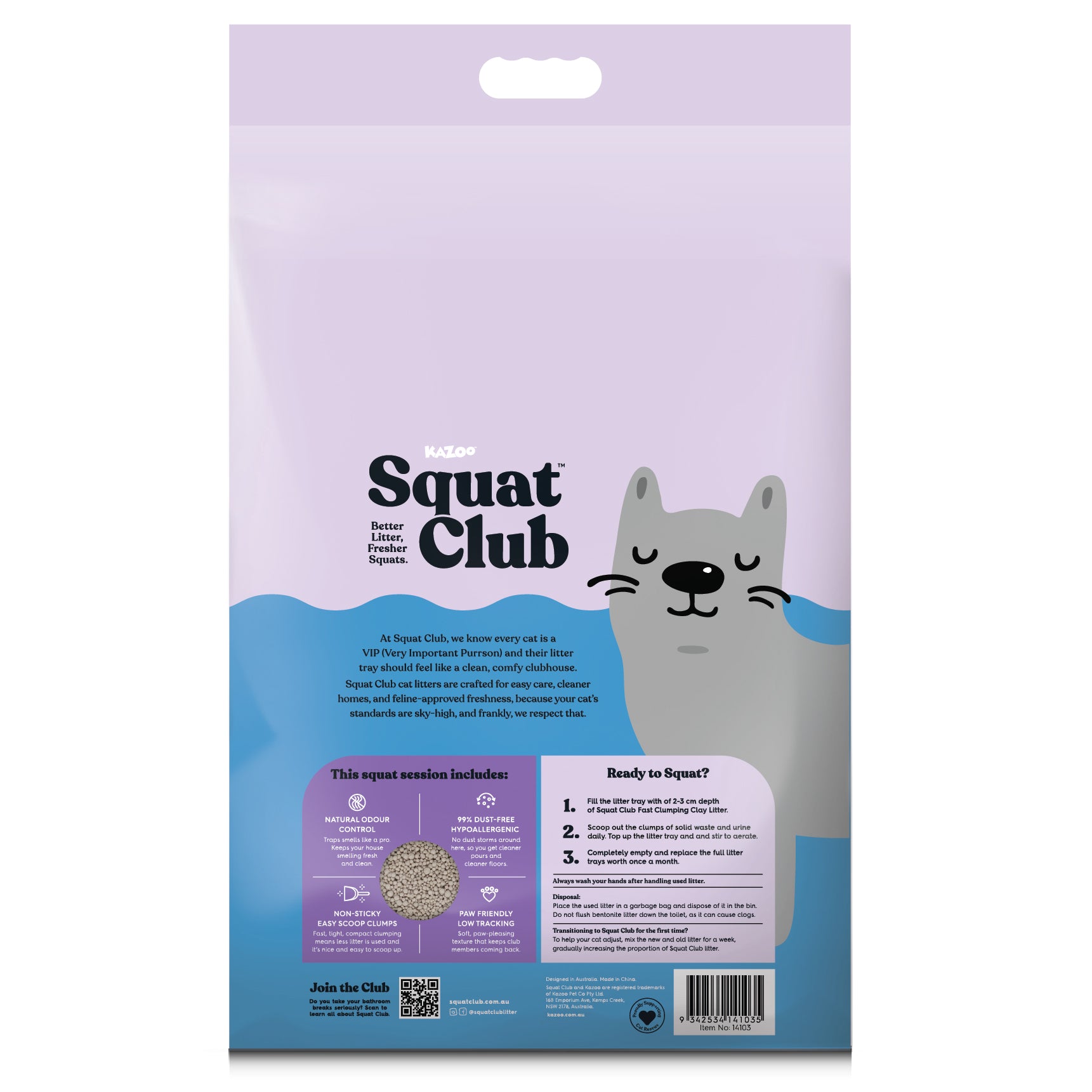 Squat Club Fast Clumping Clay Litter Lavender