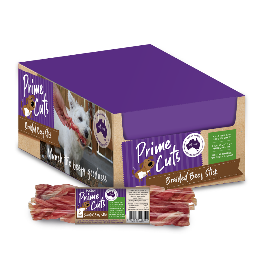 Kazoo Prime Cuts Braided Beef Stick 20cm- 3pc