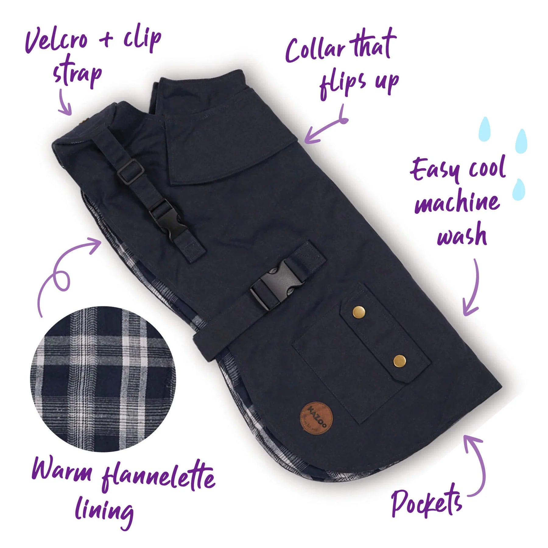 kazoo Aussie Oilskin Coat Navy