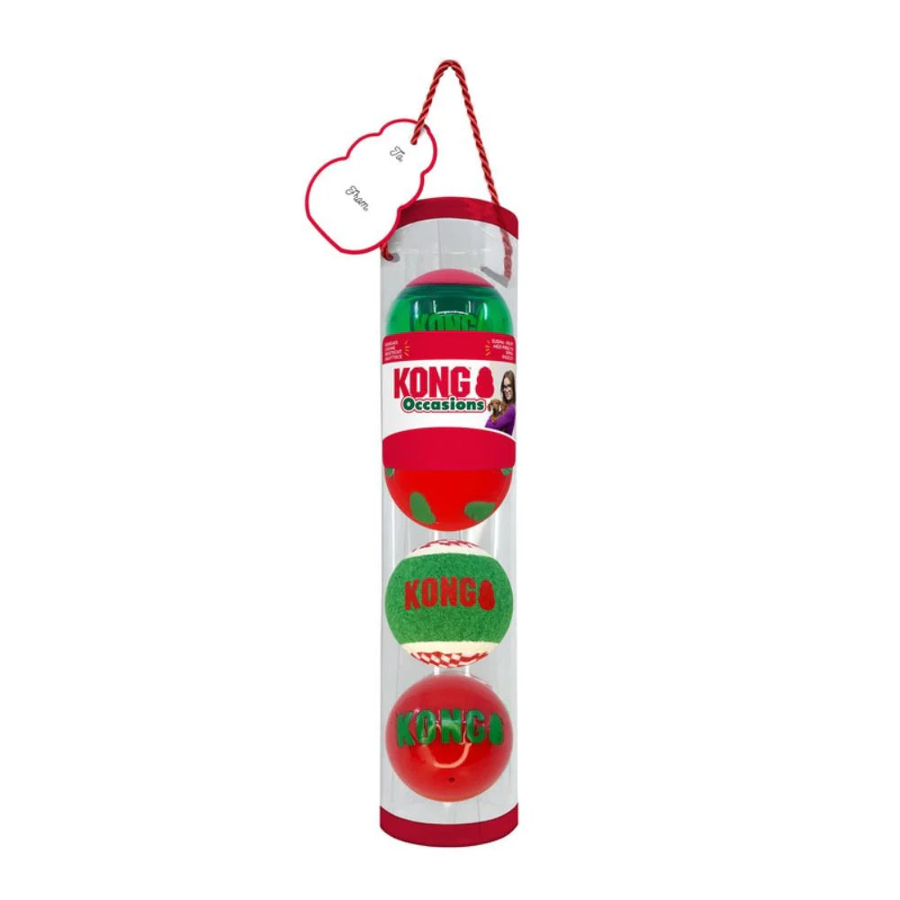 Kong Christmas Holiday Occasions Signature Balls 4pk