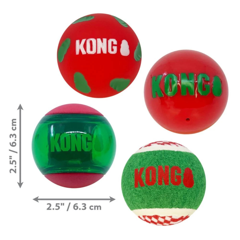 Kong Christmas Holiday Occasions Signature Balls 4pk