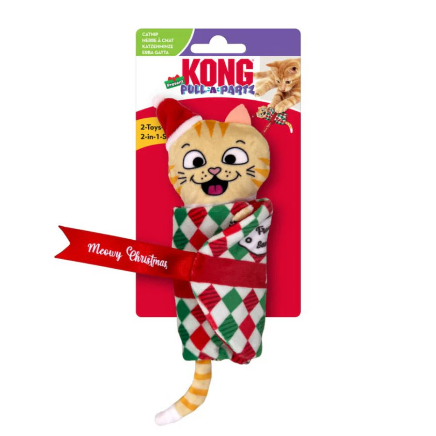 Kong Christmas Holiday Pull-a-partz Present Interactive Cat