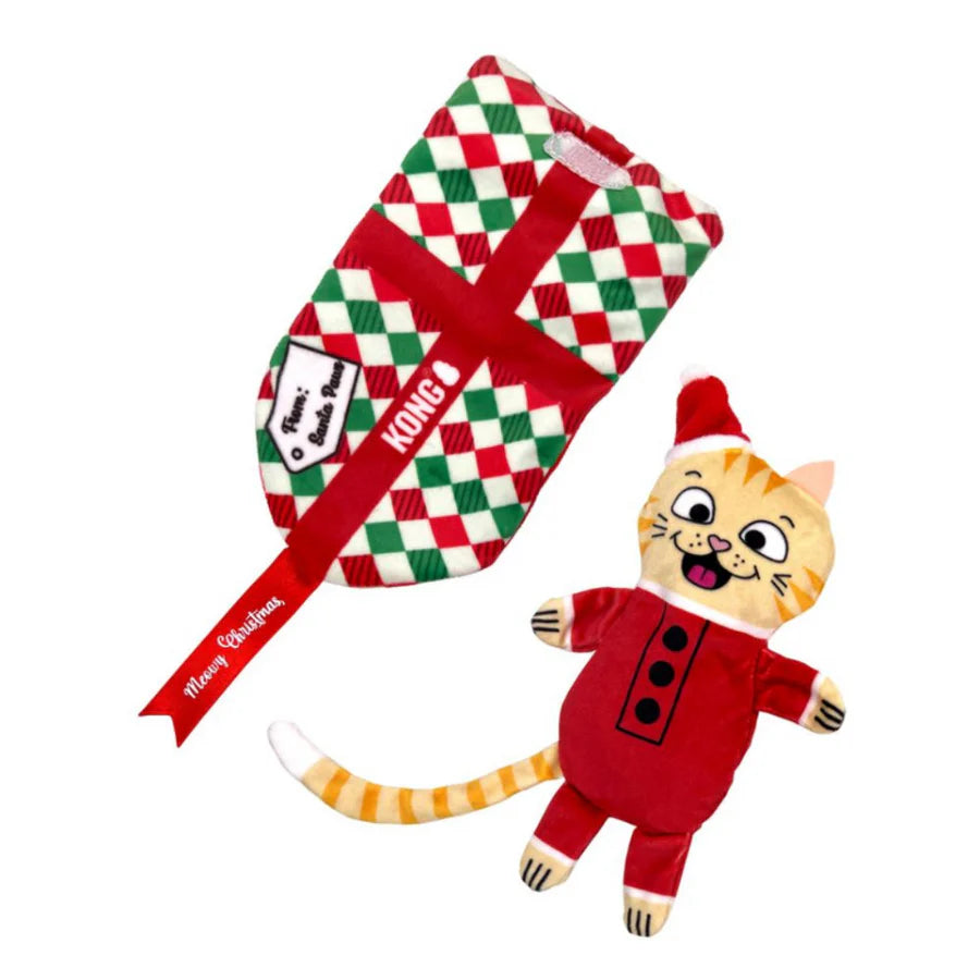 Kong Christmas Holiday Pull-a-partz Present Interactive Cat