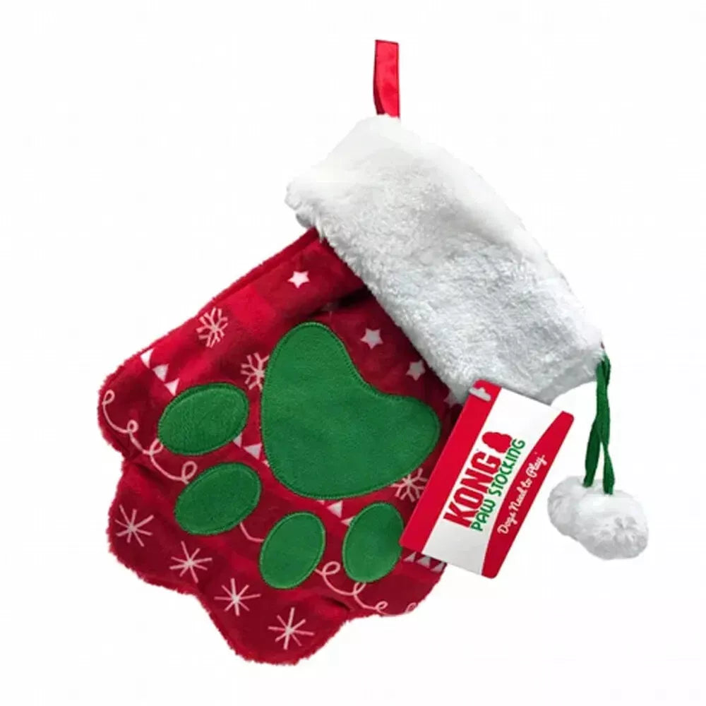 Kong Holiday Red And Green Paw Christmas Stocking