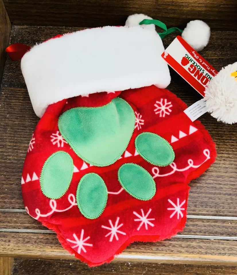 Kong Holiday Red And Green Paw Christmas Stocking