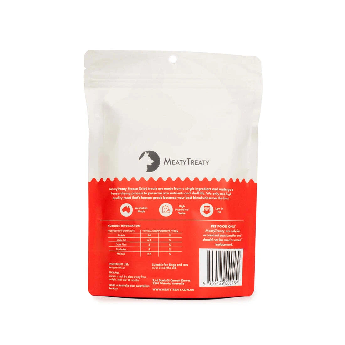 Meaty Treaty Freeze-dried Kangaroo Steak 80g