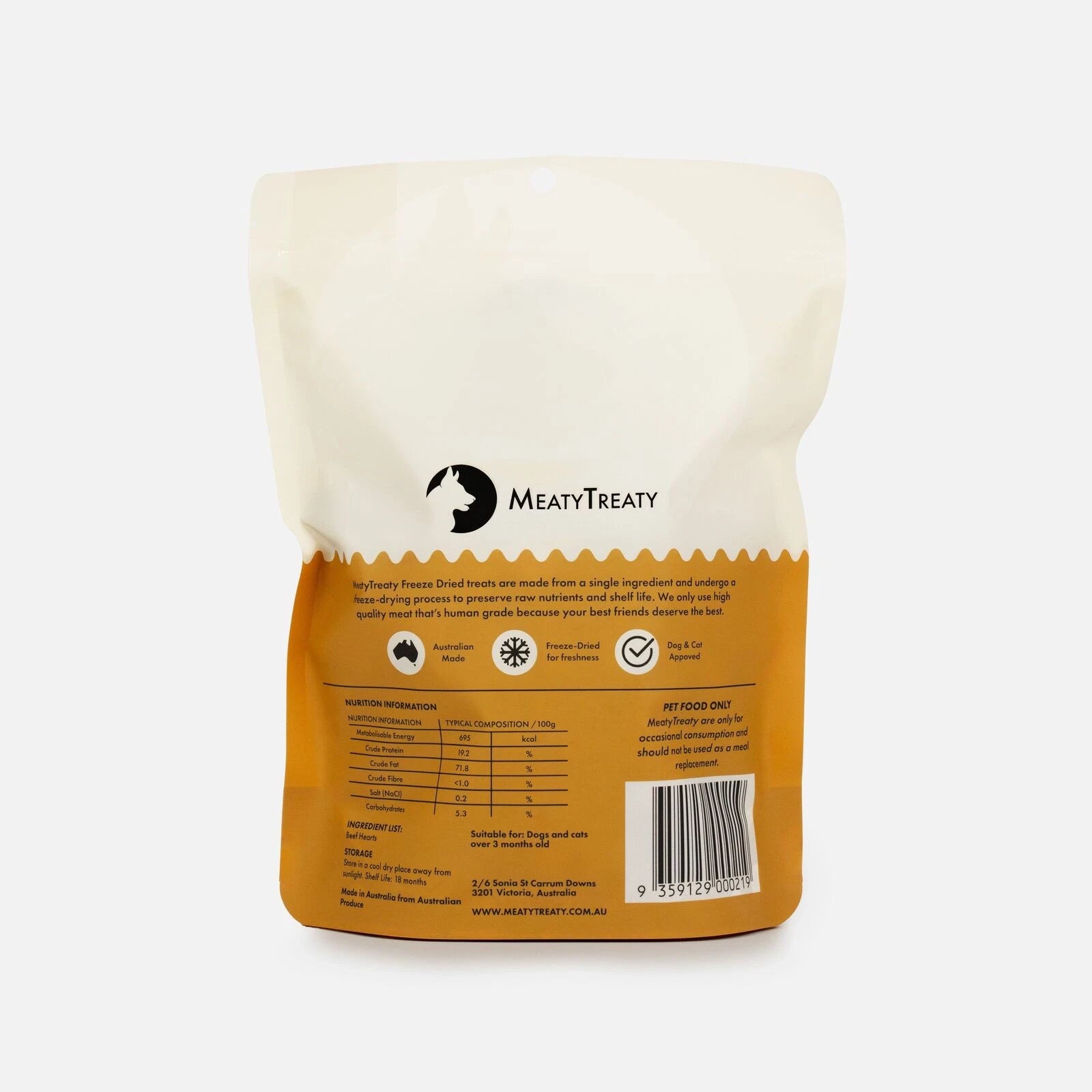 Meaty Treaty Freeze-dried Beef Hearts 100g