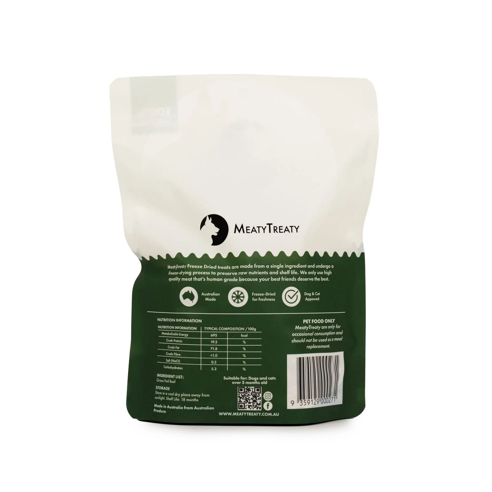 Meaty Treaty Freeze-dried Grass Fed Beef 70g