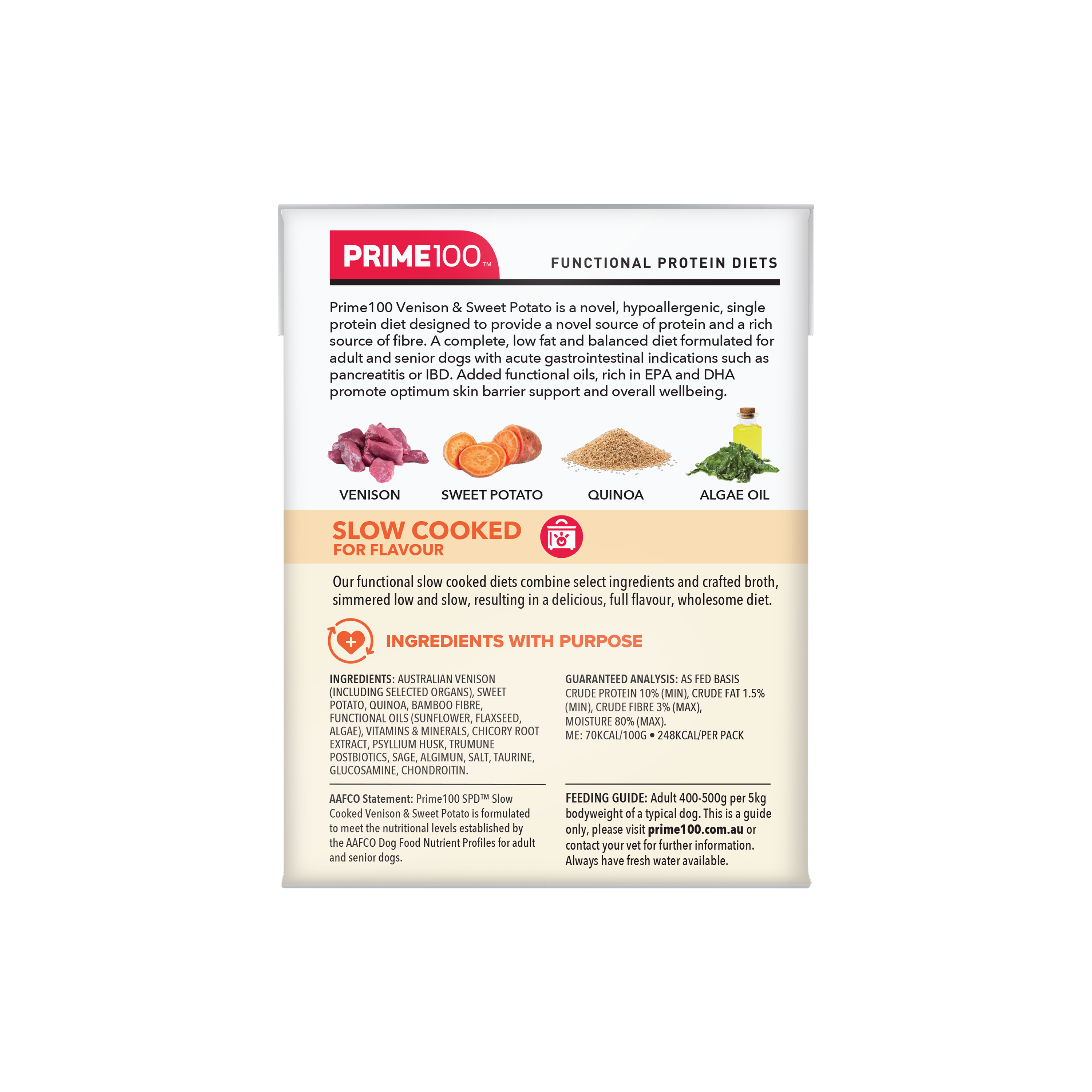 Prime100 Slow Cooked Venison & Sweet Potato 354g