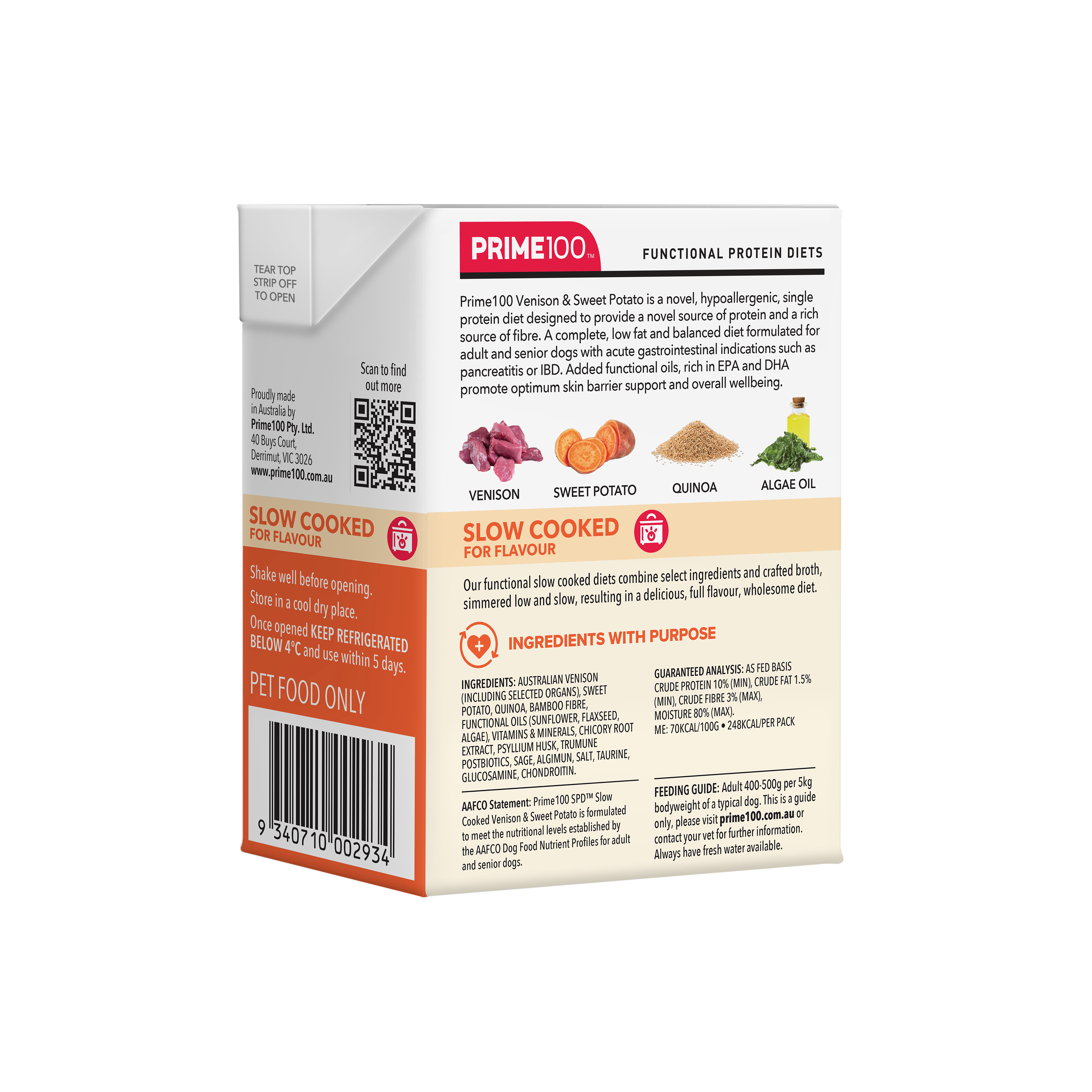 Prime100 Slow Cooked Venison & Sweet Potato 354g