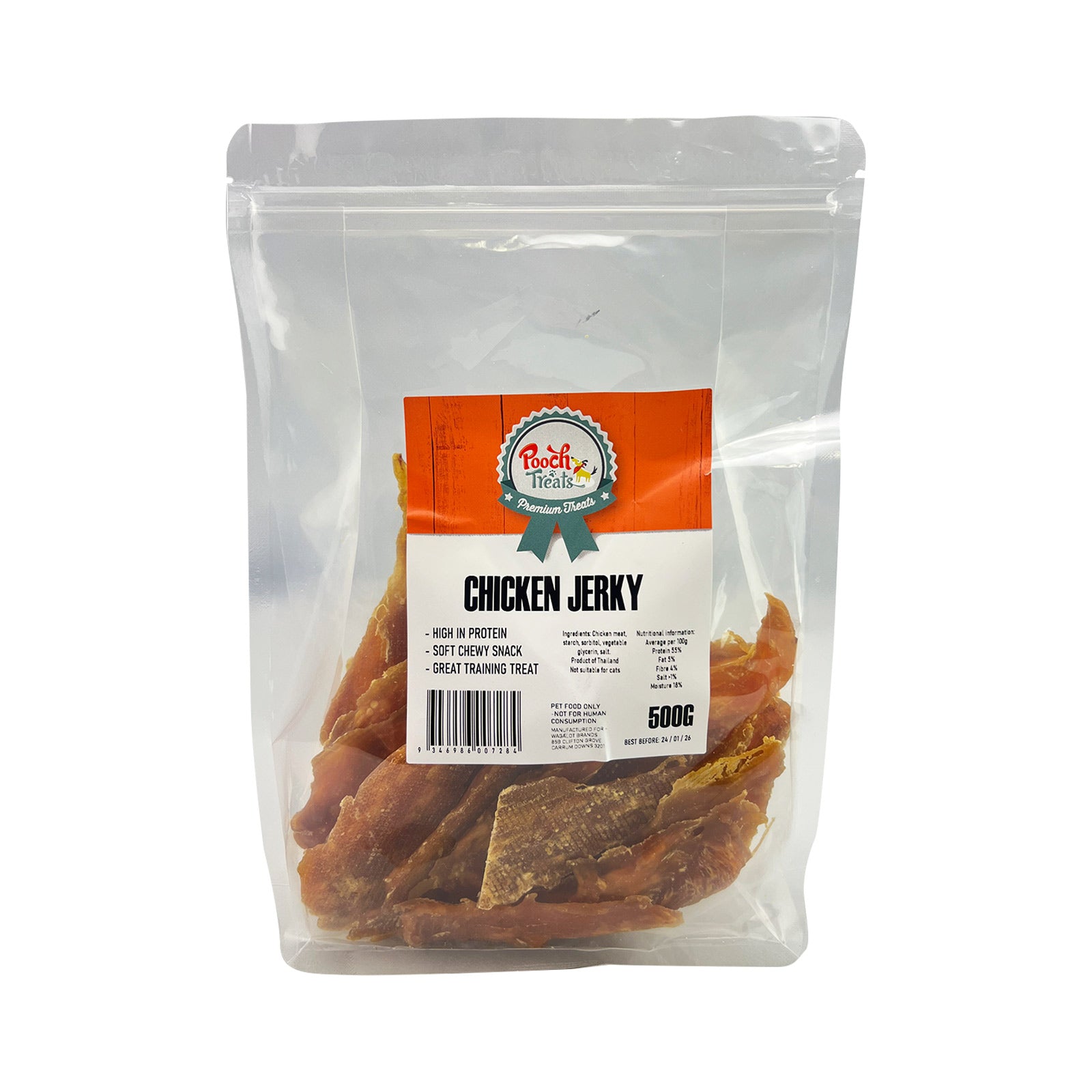 Pooch Treats Chicken Jerky 500g