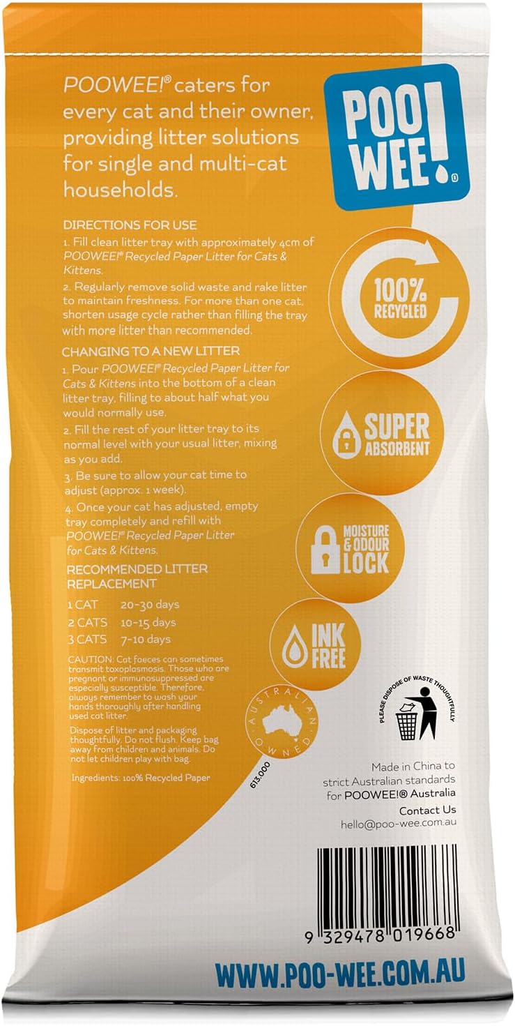 Poowee Recycled Paper Ink Free Litter 30l