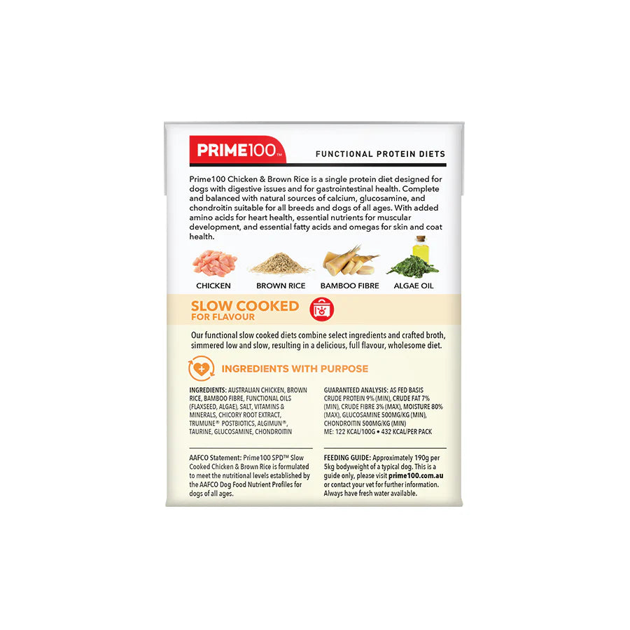 Prime100 Slow Cooked Chicken and Brown Rice 354g