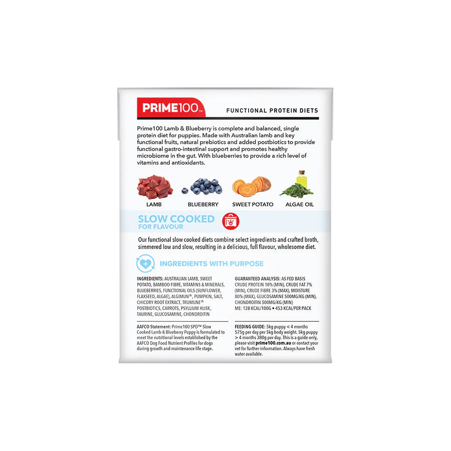 Prime100 Slow Cooked Lamb and Blueberry Puppy 354g