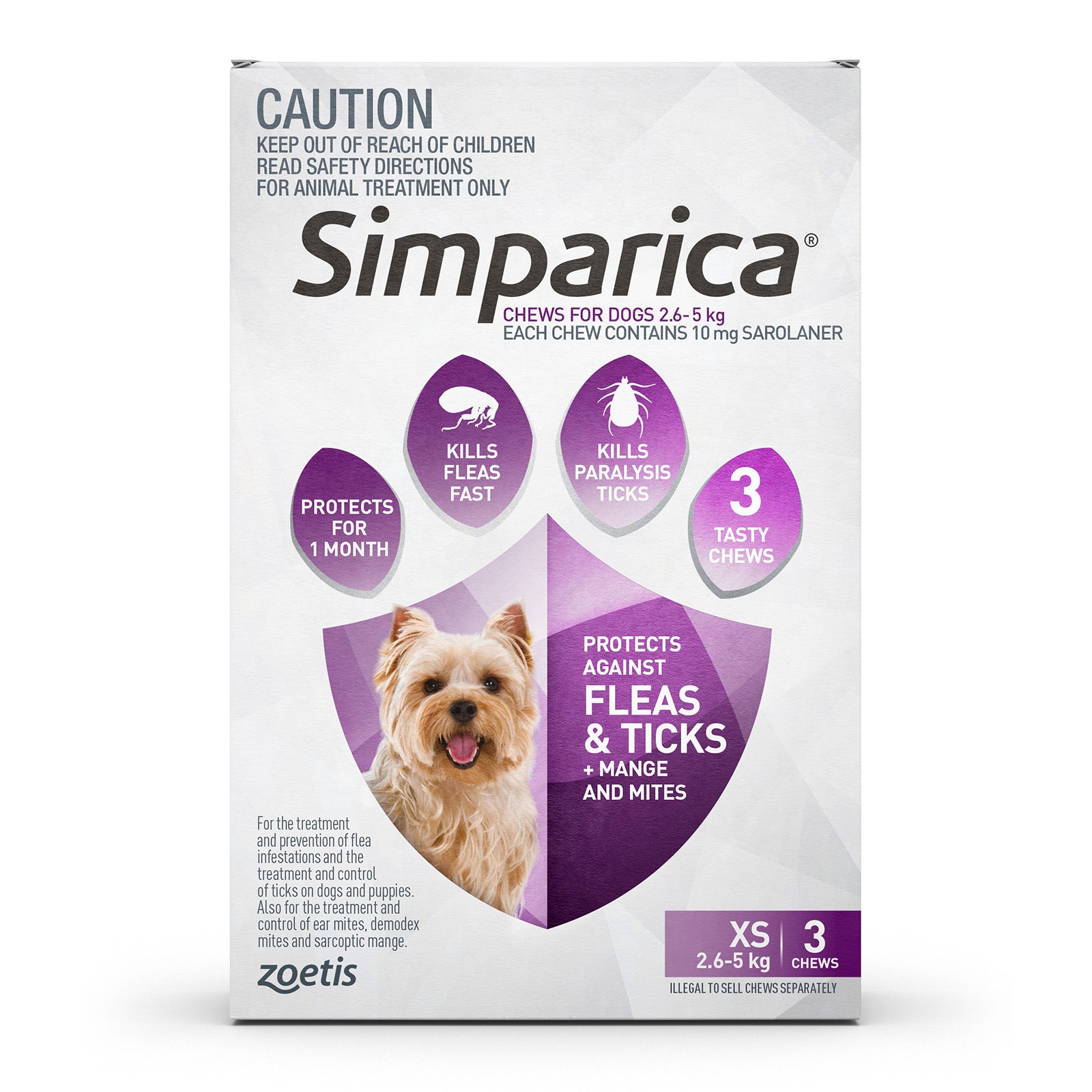 Simparica 2.6 - 5kg X-small 3pk