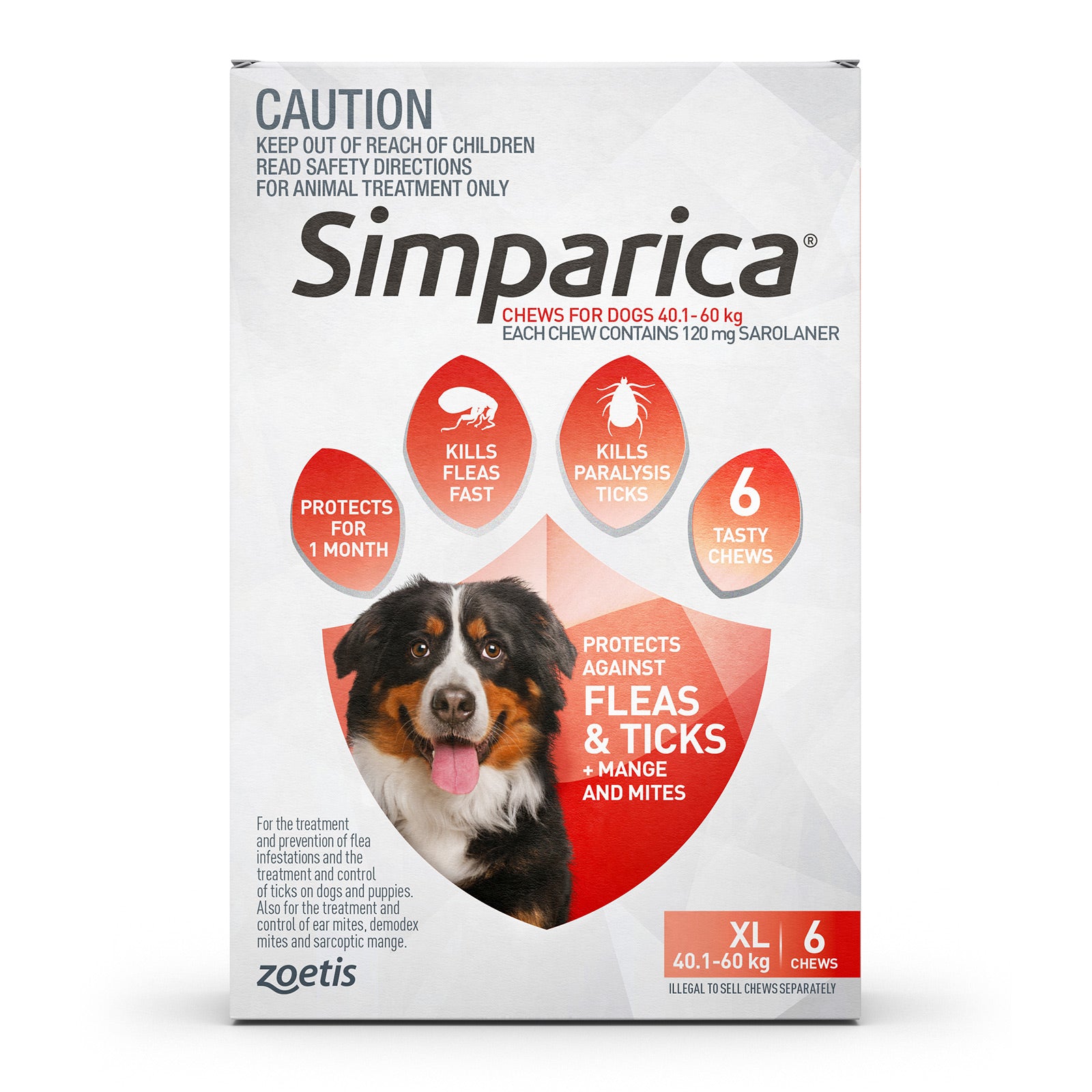 Simparica 40.1 - 60kg Red Xl 6pk