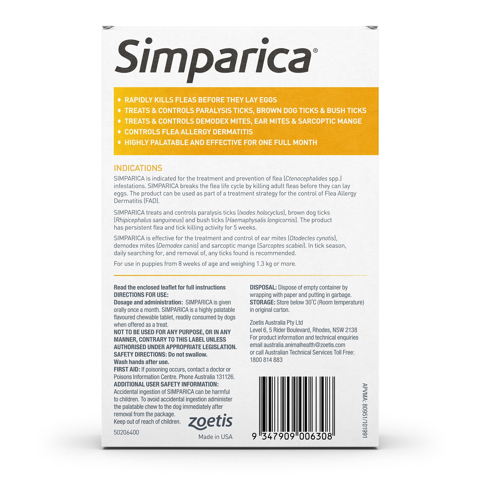 Simparica 1.3 - 2.5kg Puppy 3pk