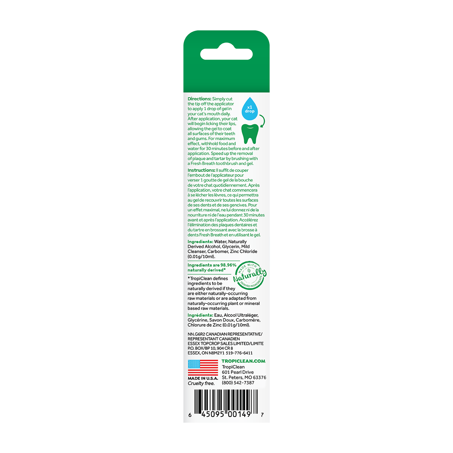 Tropiclean Fresh Breath Oral Care Clean Teeth Gel for Cats 59ml
