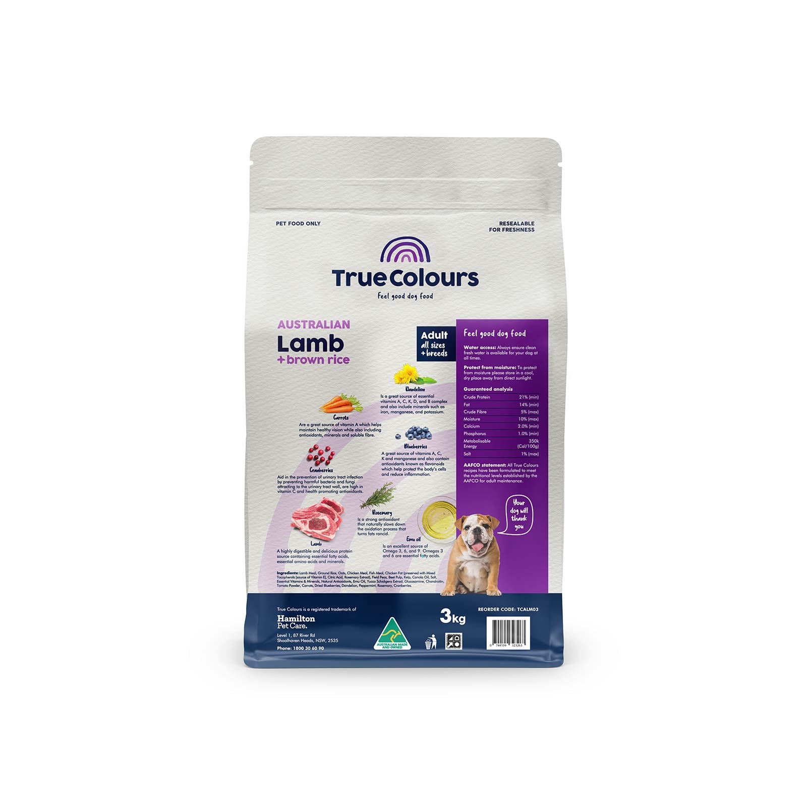 True Colours Adult Lamb And Brown Rice 3kg