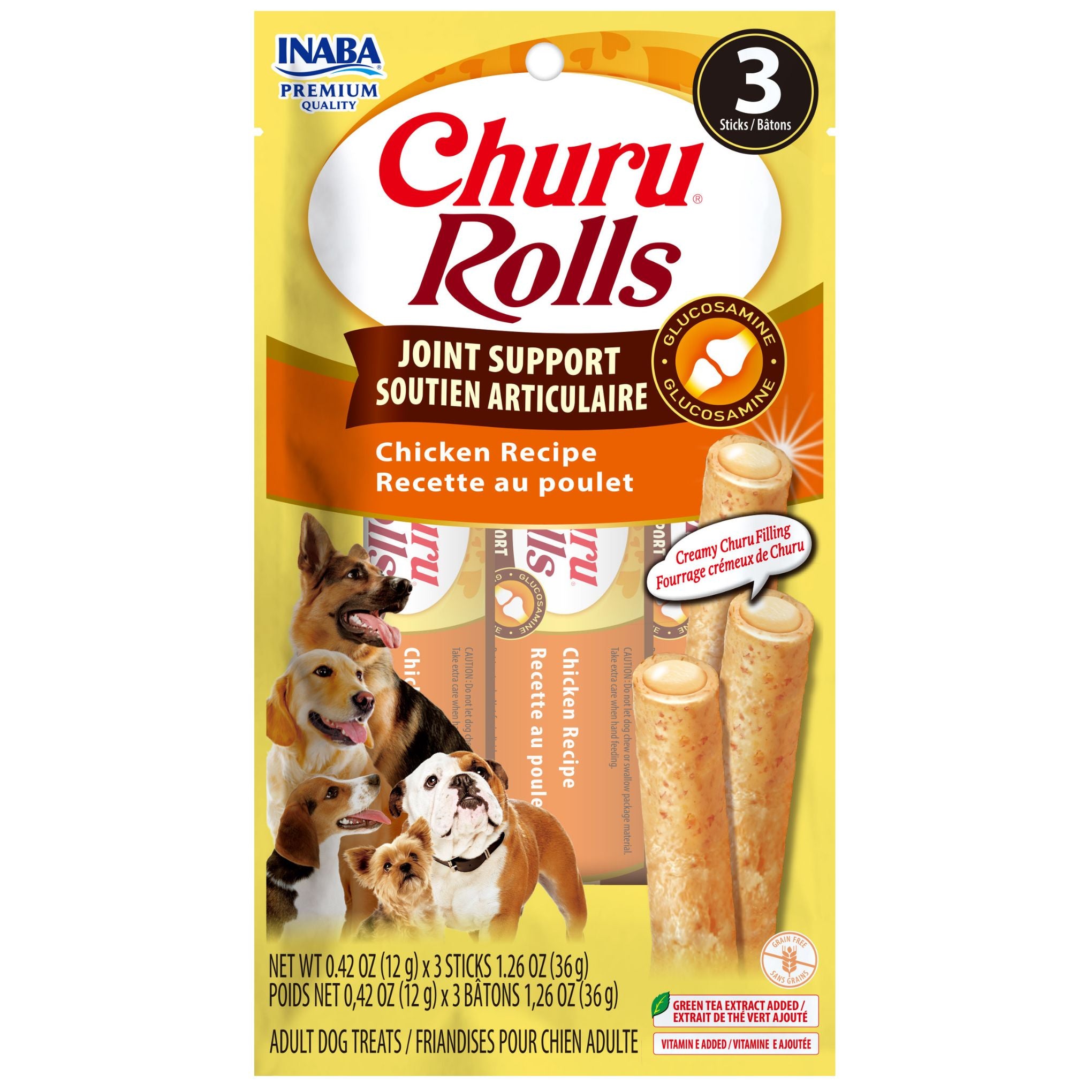INABA Dog Churu Rolls Joint Support Chicken 30g