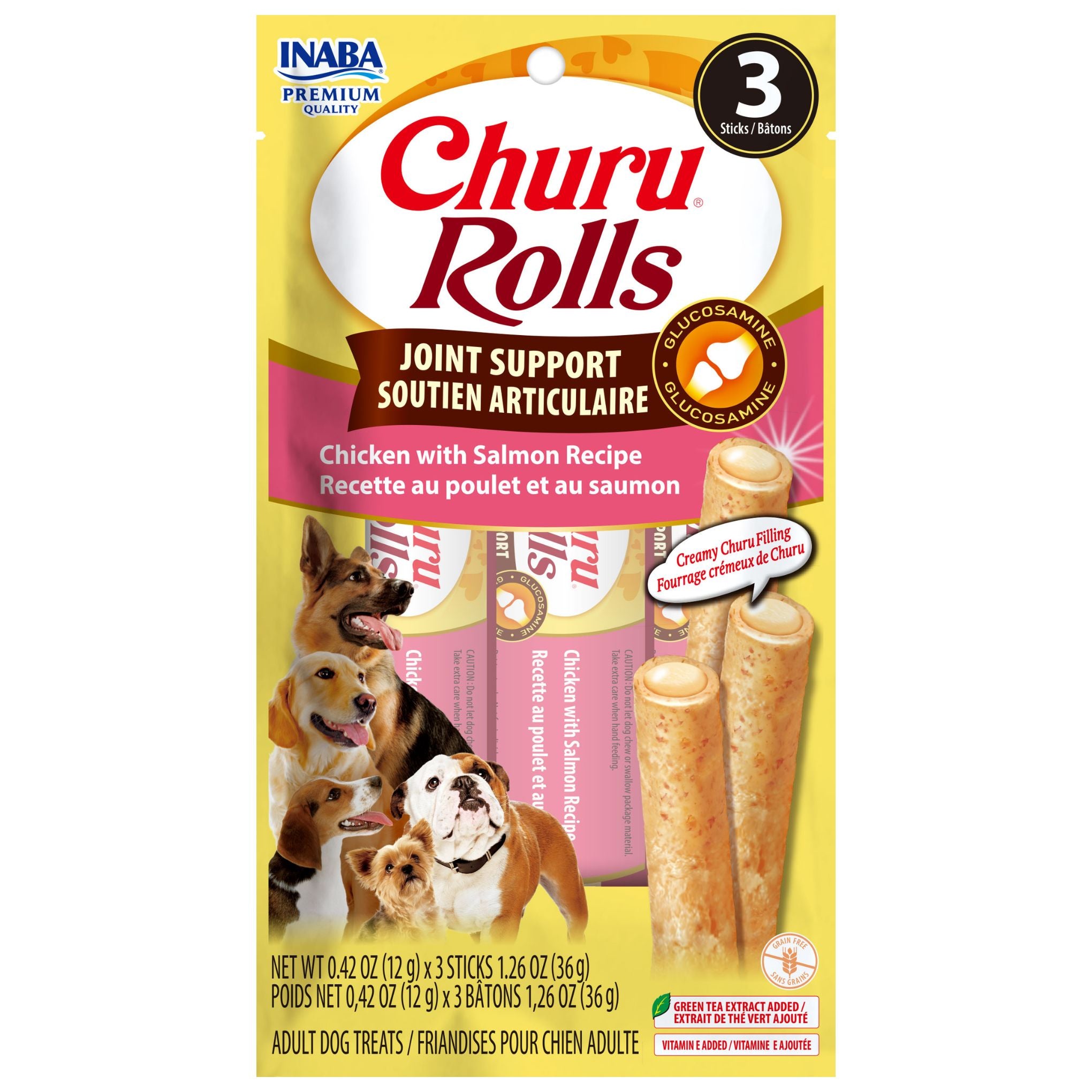 INABA Dog Churu Rolls Joint Support Chicken Salmon 30g