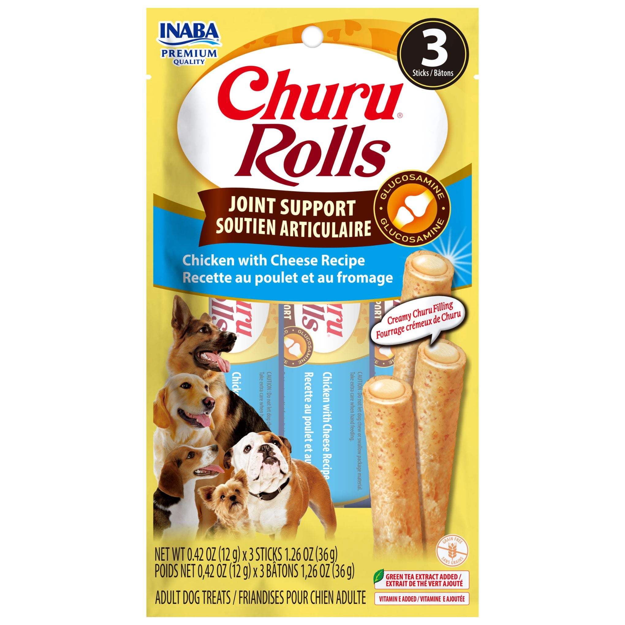 INABA Dog Churu Rolls Joint Support Chcken Cheese 30g